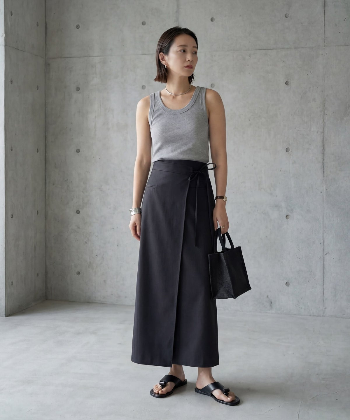 着用イメージ 163cm ライトグレー