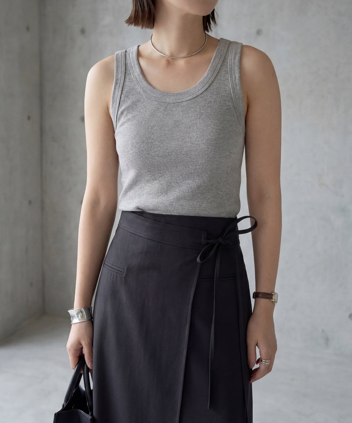 着用イメージ 163cm ライトグレー