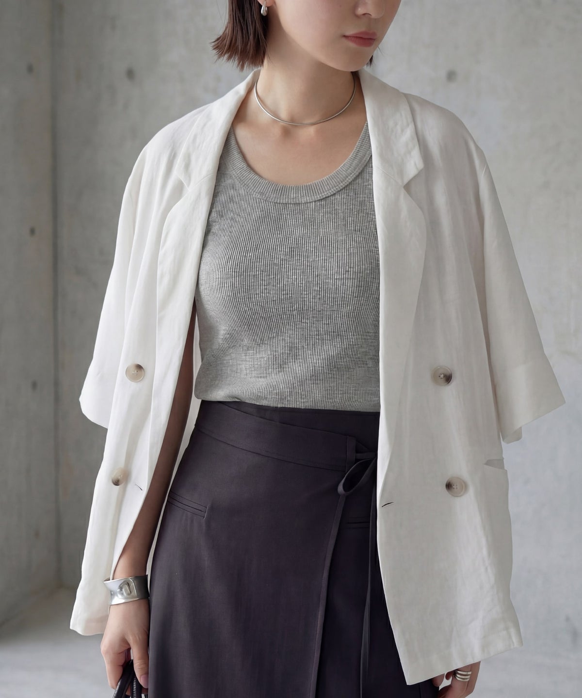 着用イメージ 163cm ライトグレー