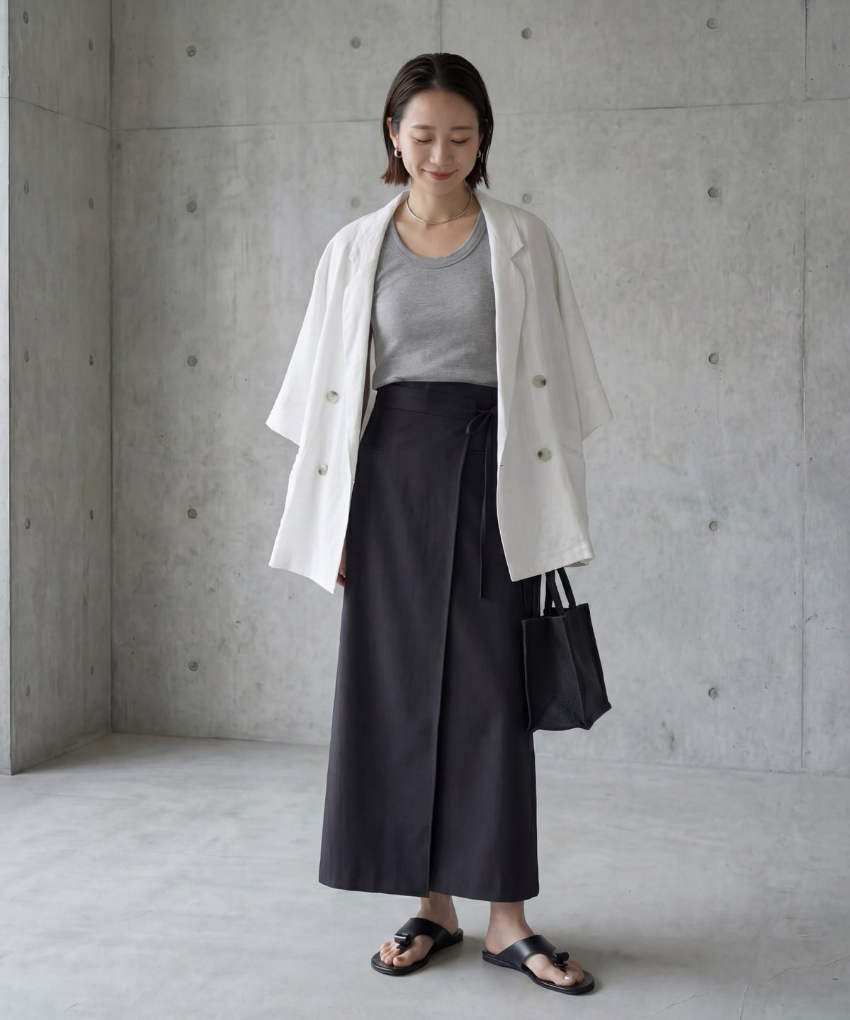着用イメージ 163cm ライトグレー
