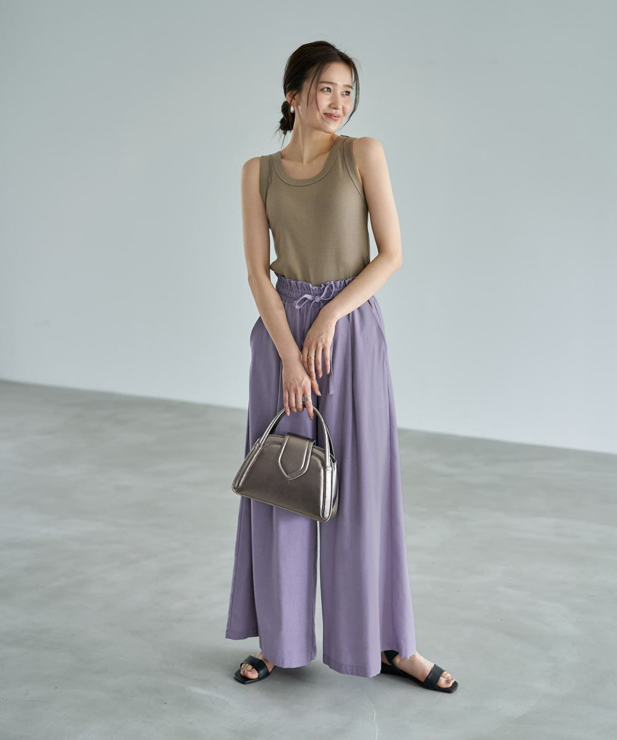 着用イメージ　166cm オリーブベージュ