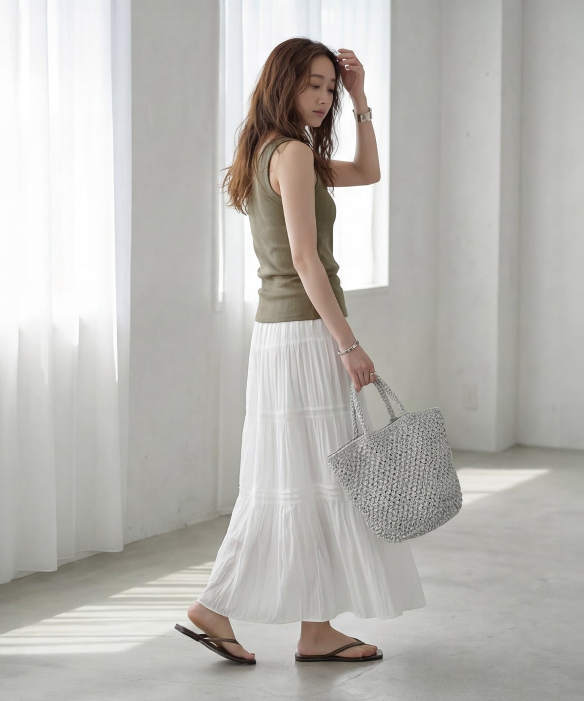 着用イメージ 163cm オリーブベージュ