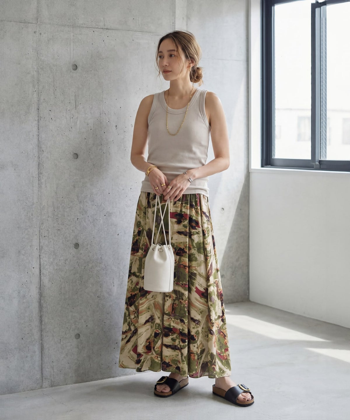 着用イメージ 163cm グレージュ