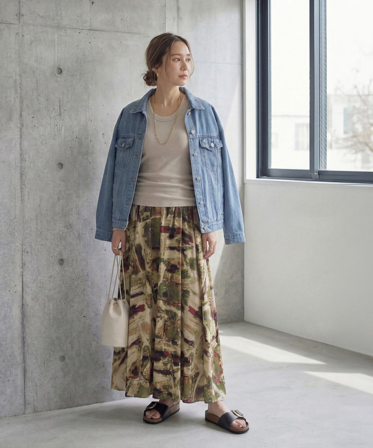 着用イメージ 163cm グレージュ