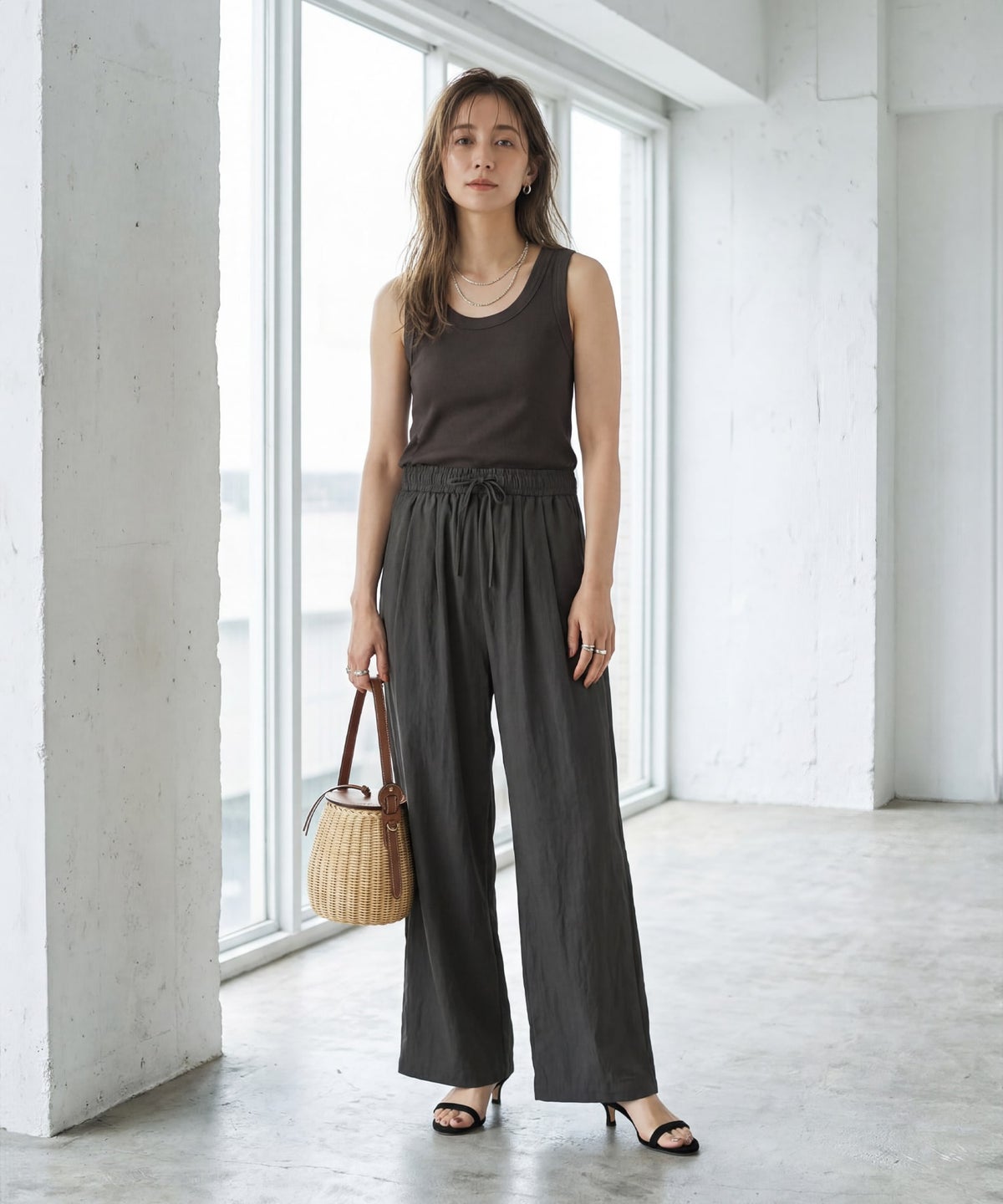 着用イメージ 163cm ダークセピア