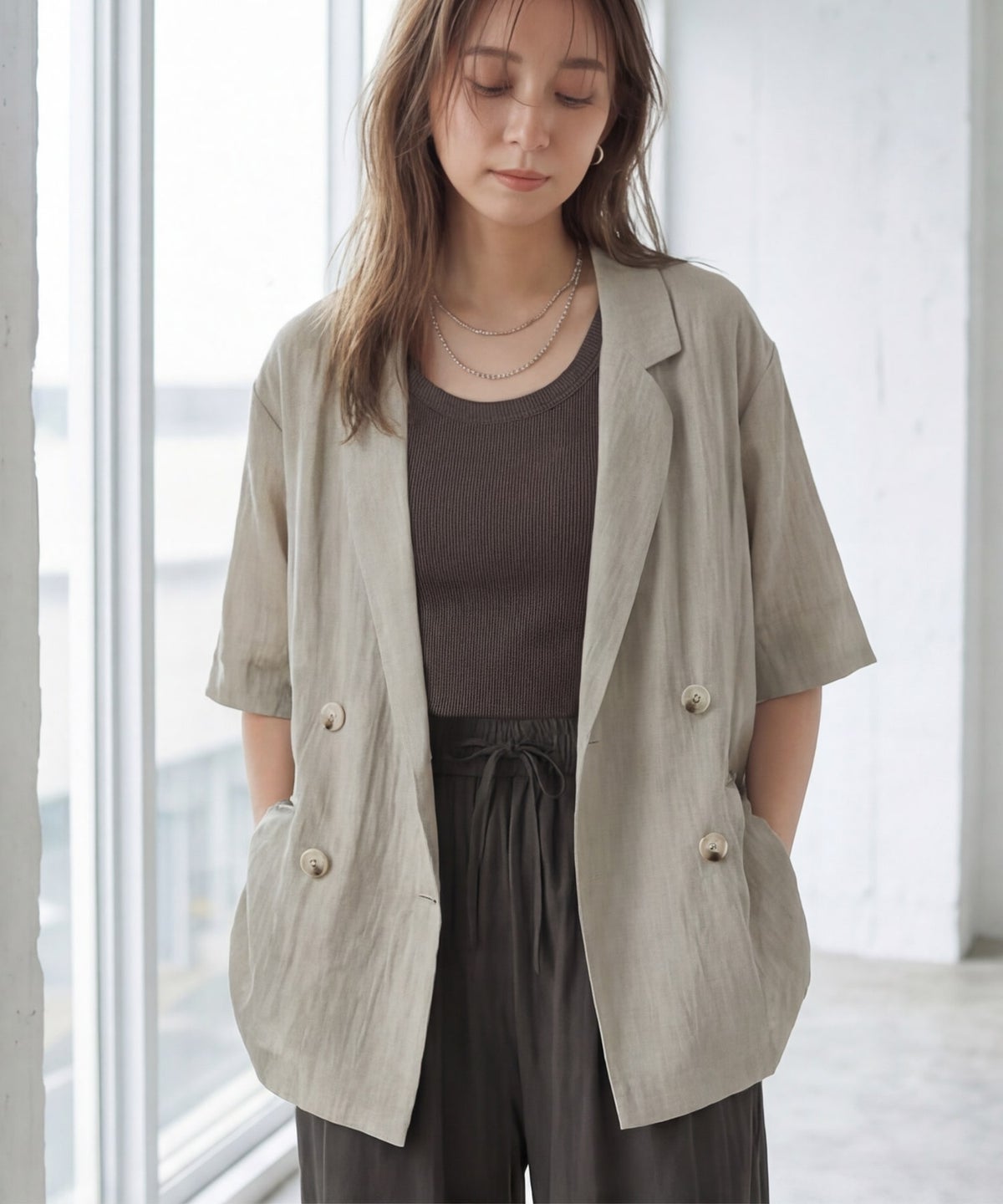 着用イメージ 163cm ダークセピア