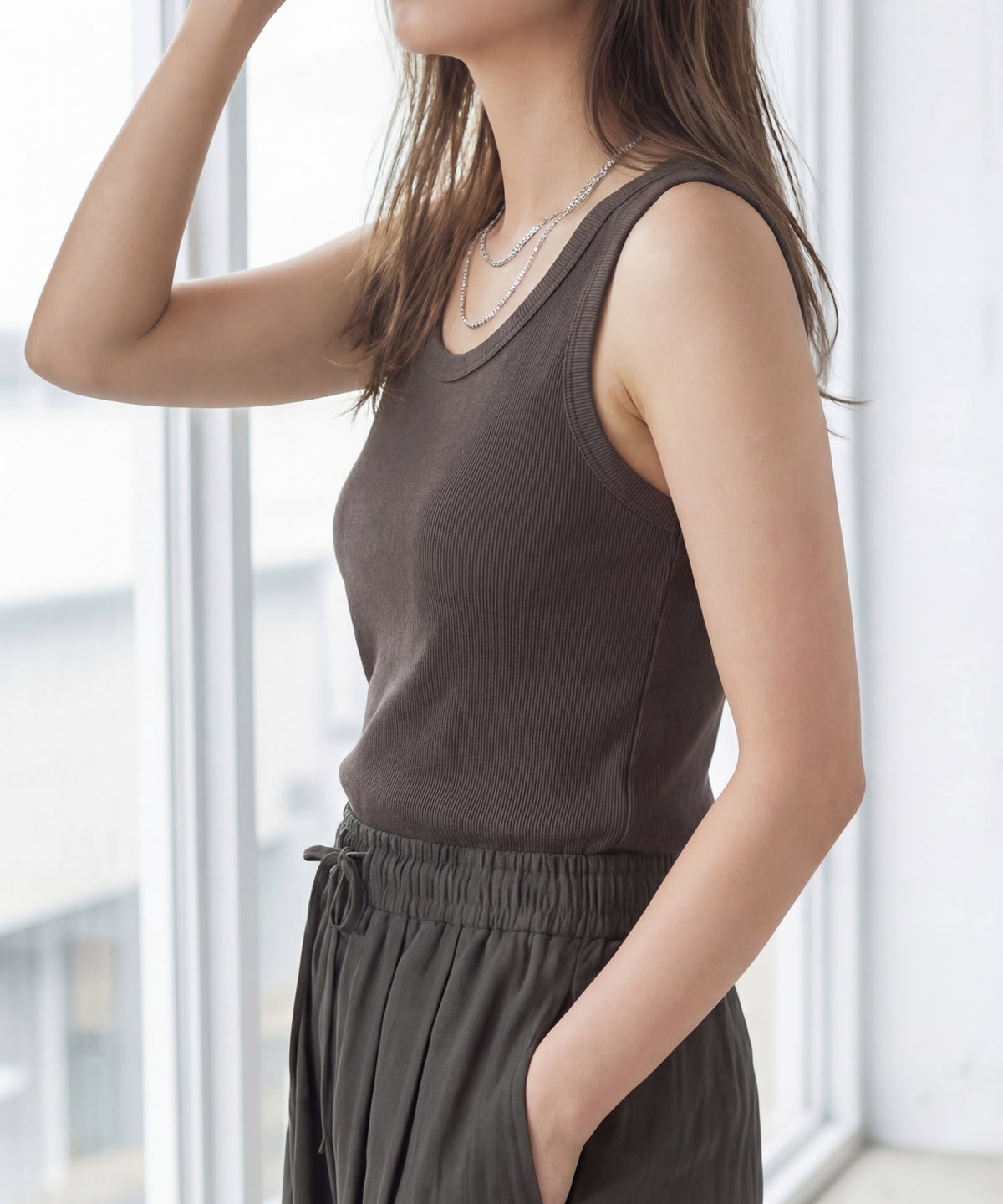 着用イメージ 163cm ダークセピア