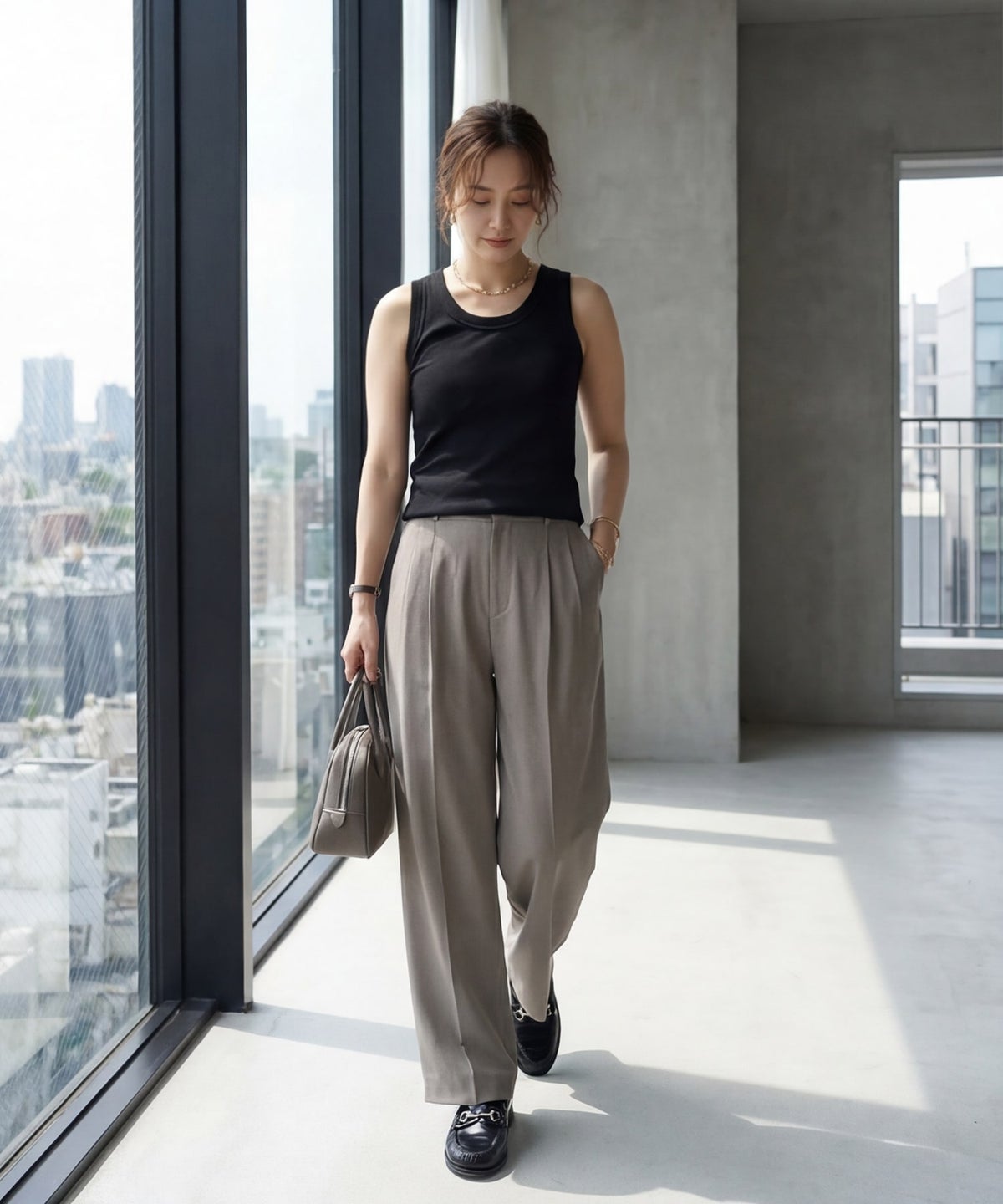 着用イメージ 163cm ブラック