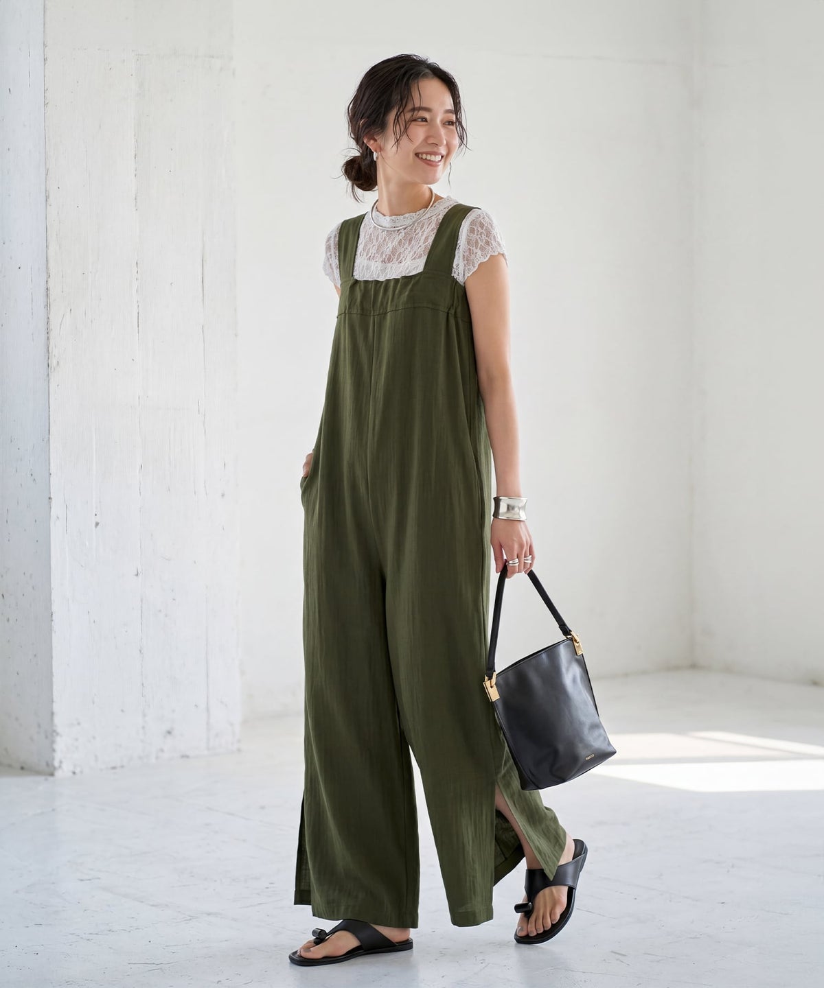 着用イメージ　163cm ホワイト