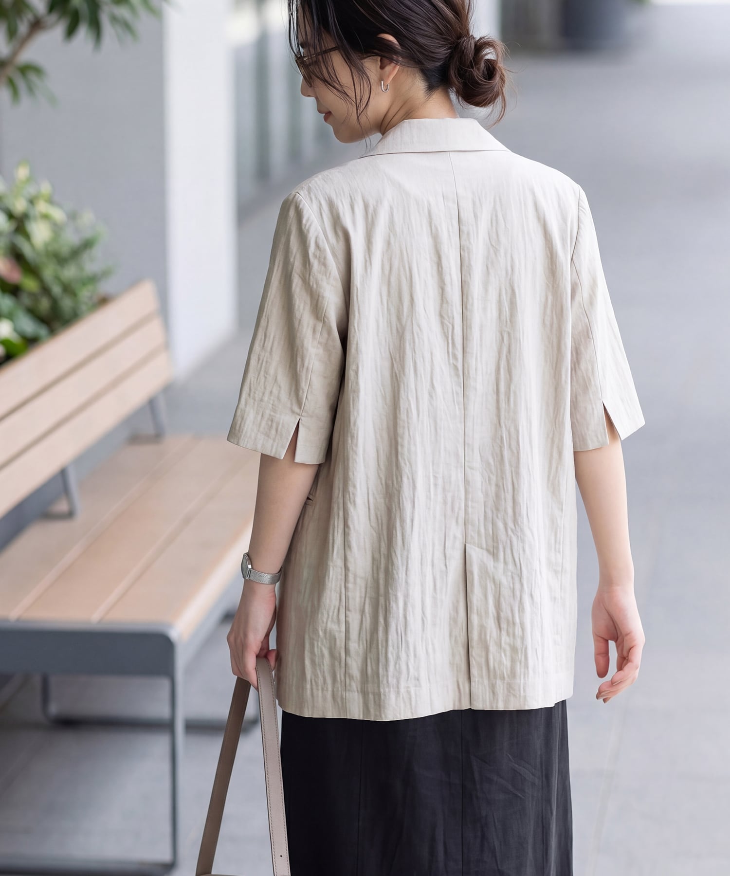 微光沢表面シボ感ダブルジャケットB | おしゃれな大人レディース