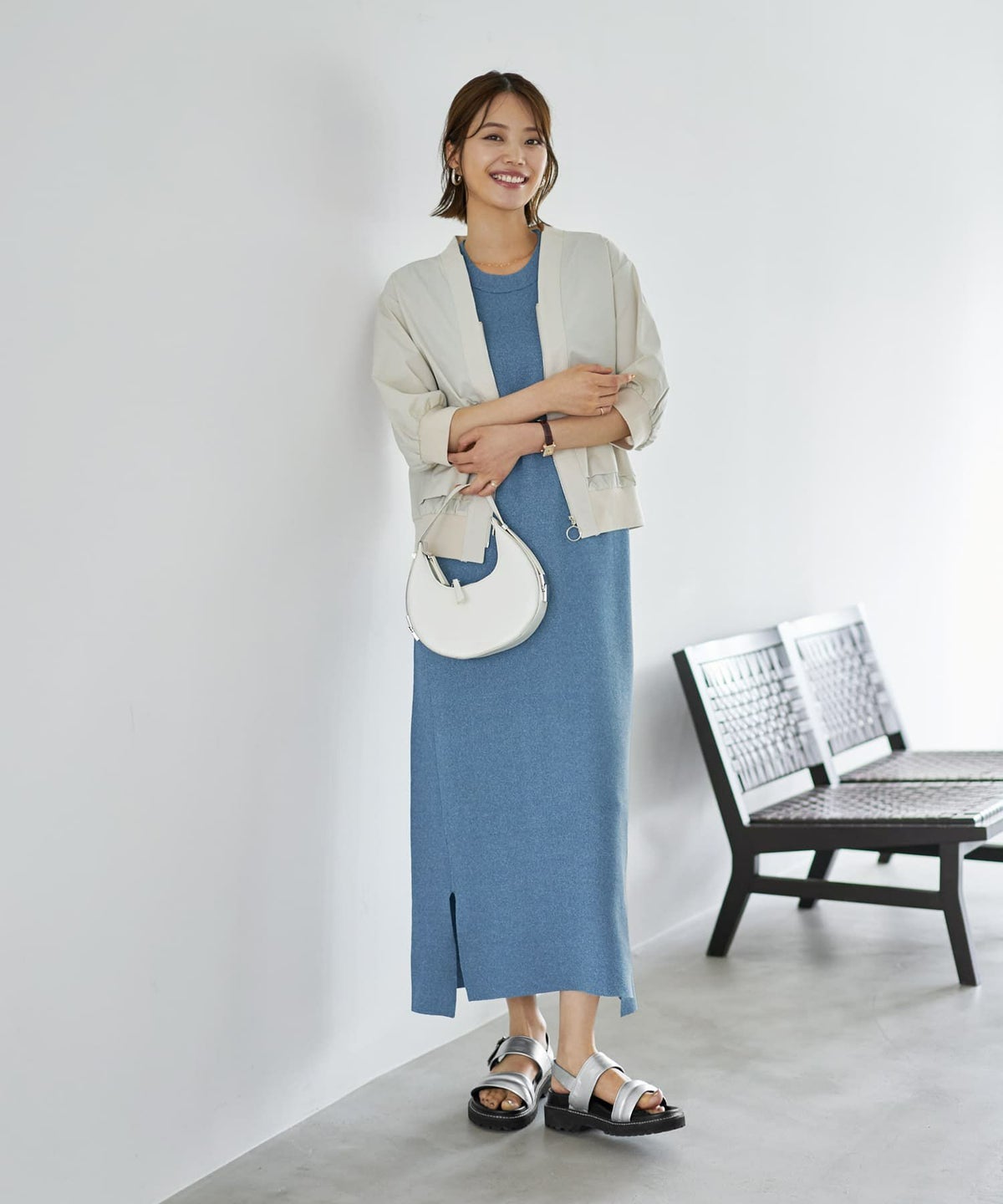 着用イメージ　167cm ライトベージュ
