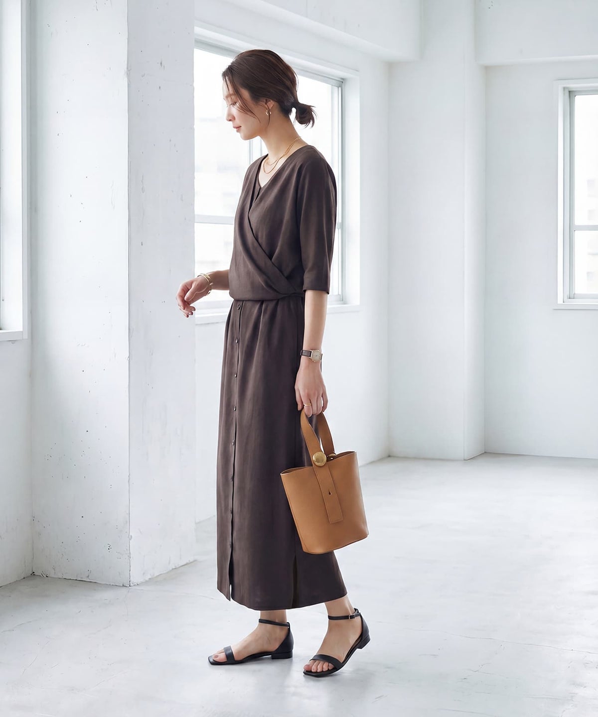 着用イメージ　167cm チョコレート