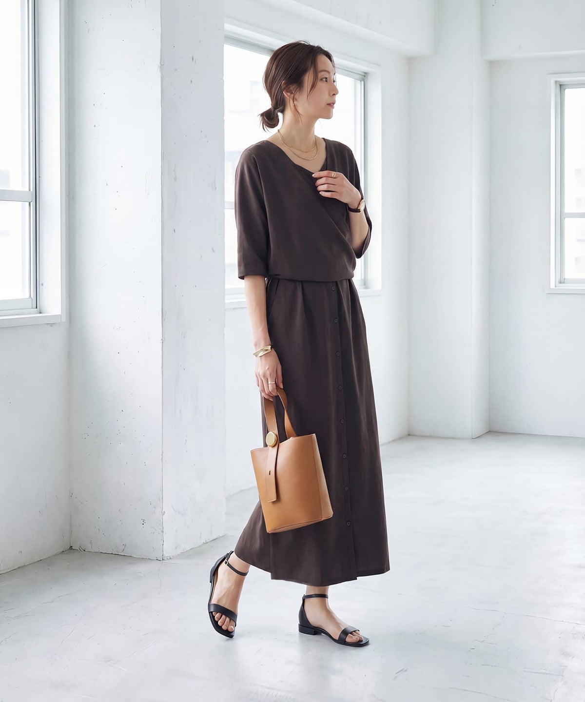 着用イメージ　167cm チョコレート