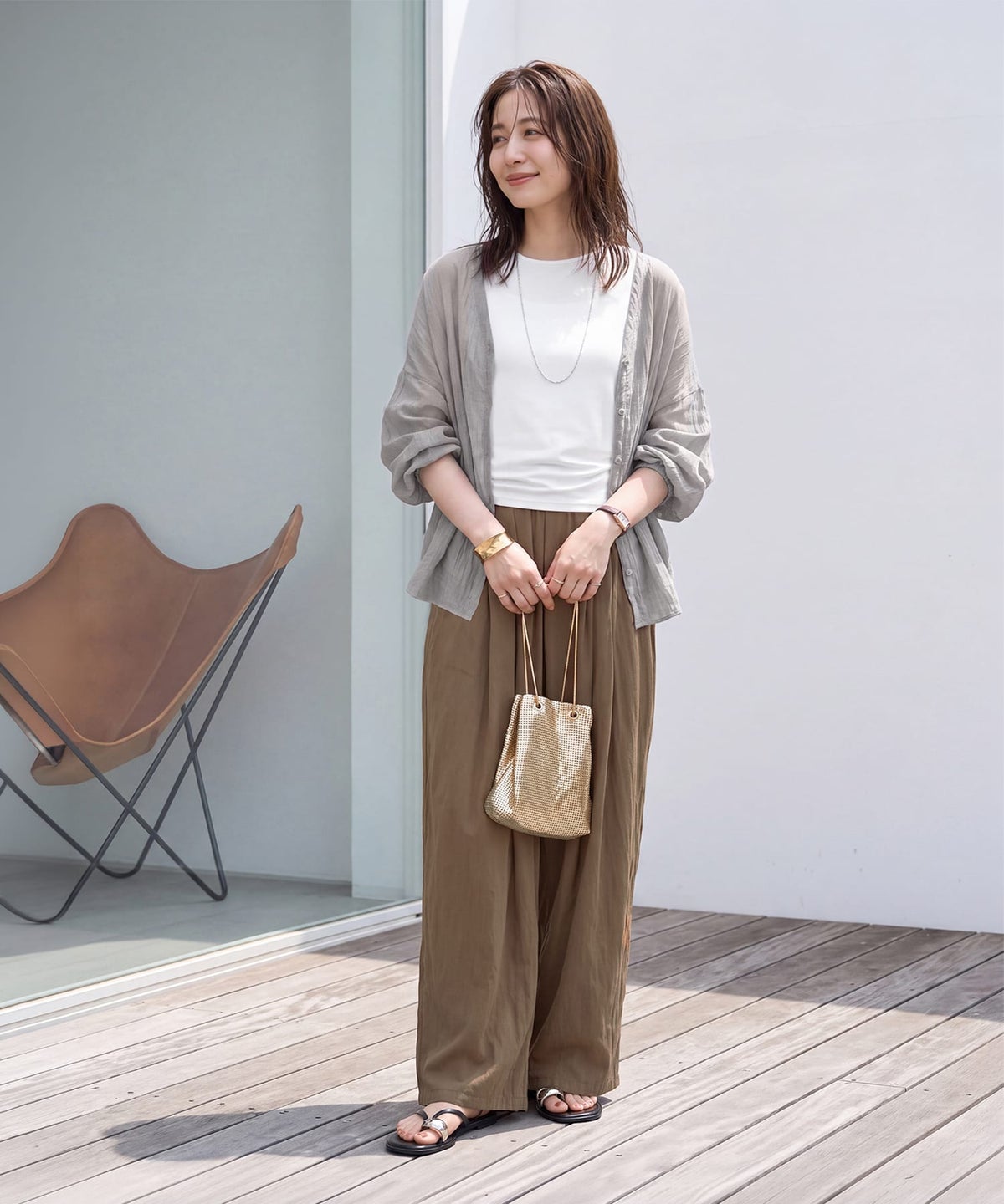 着用イメージ 163cm ホワイト