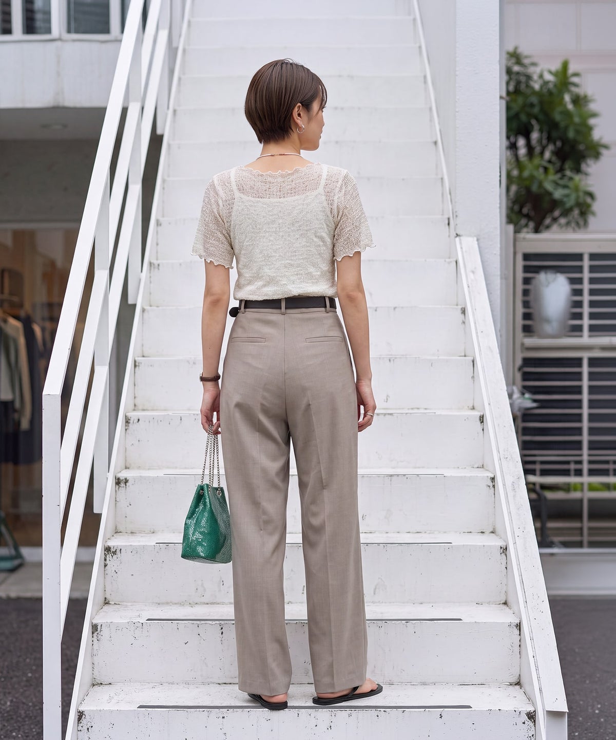 着用イメージ　163cm アイボリー