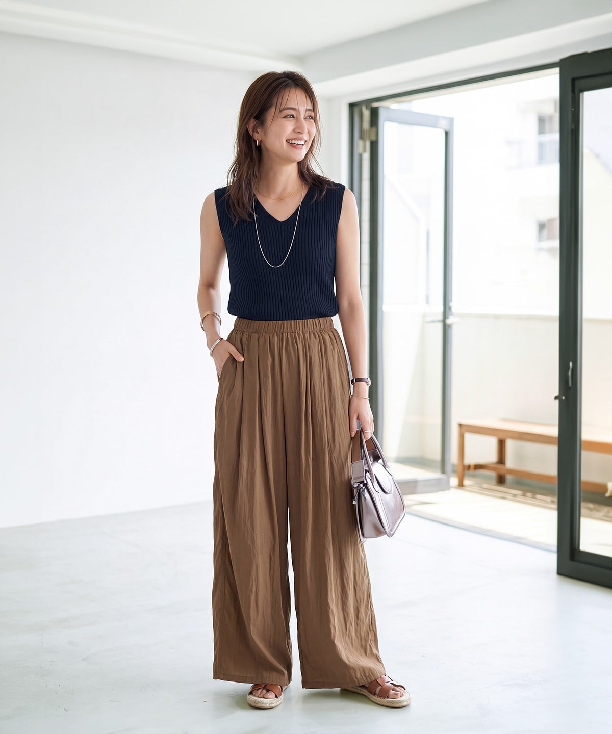 着用イメージ 163cm ネイビー