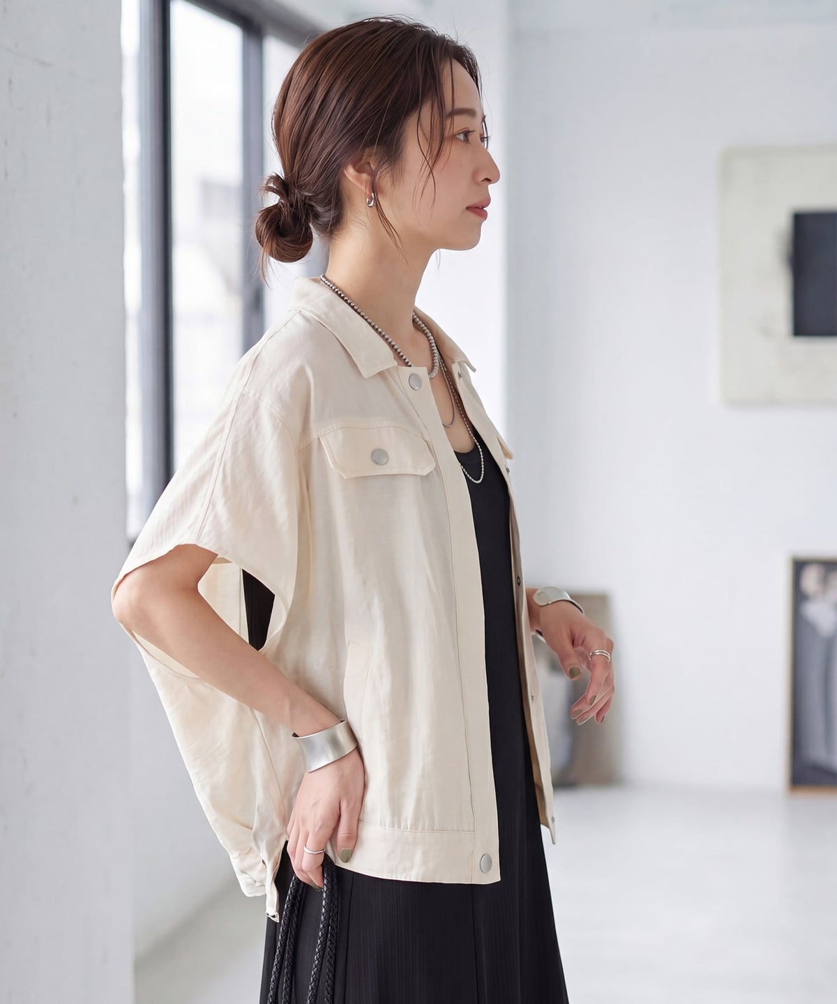 着用イメージ 163cm エクリュ