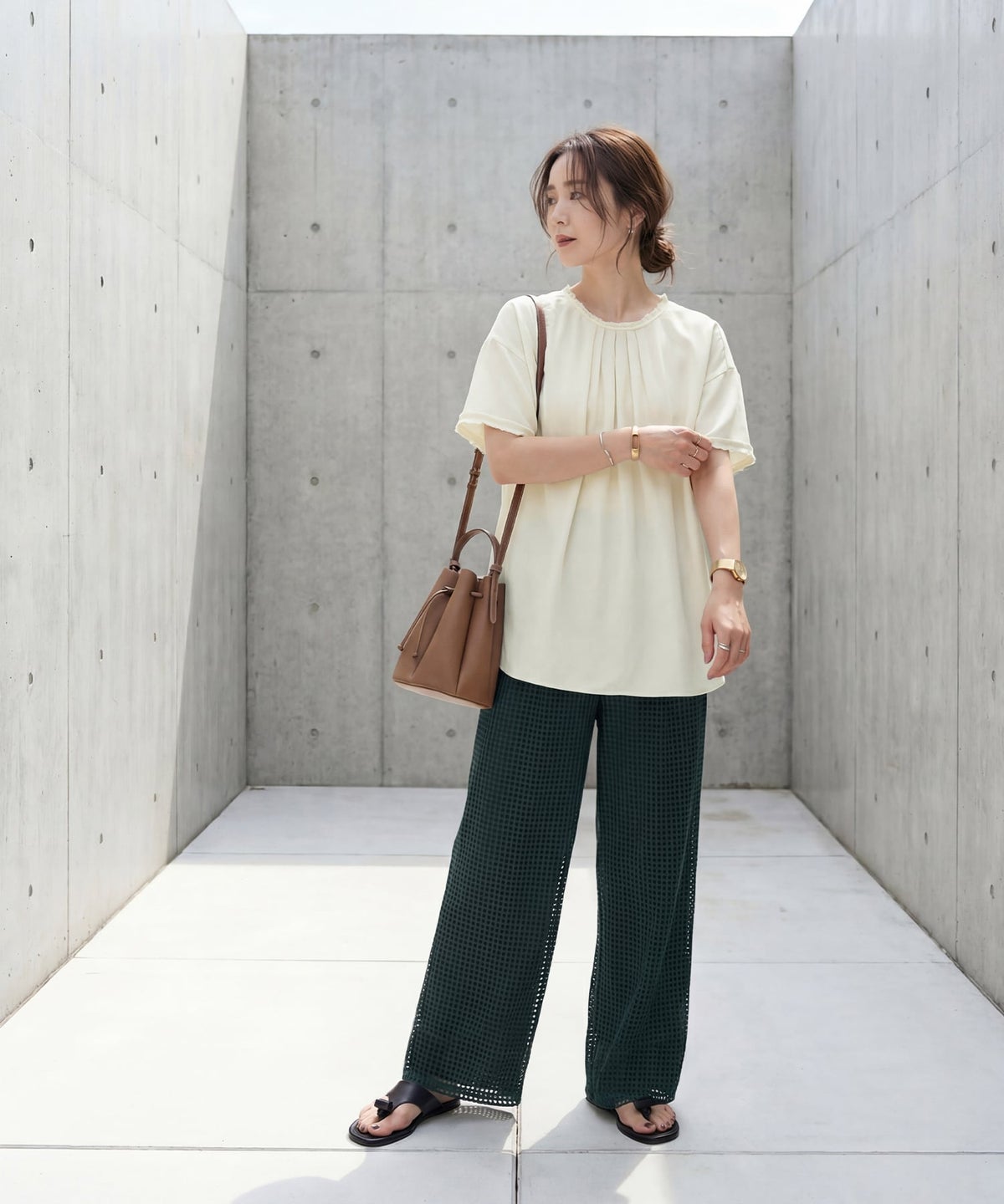 着用イメージ 163cm アイボリー