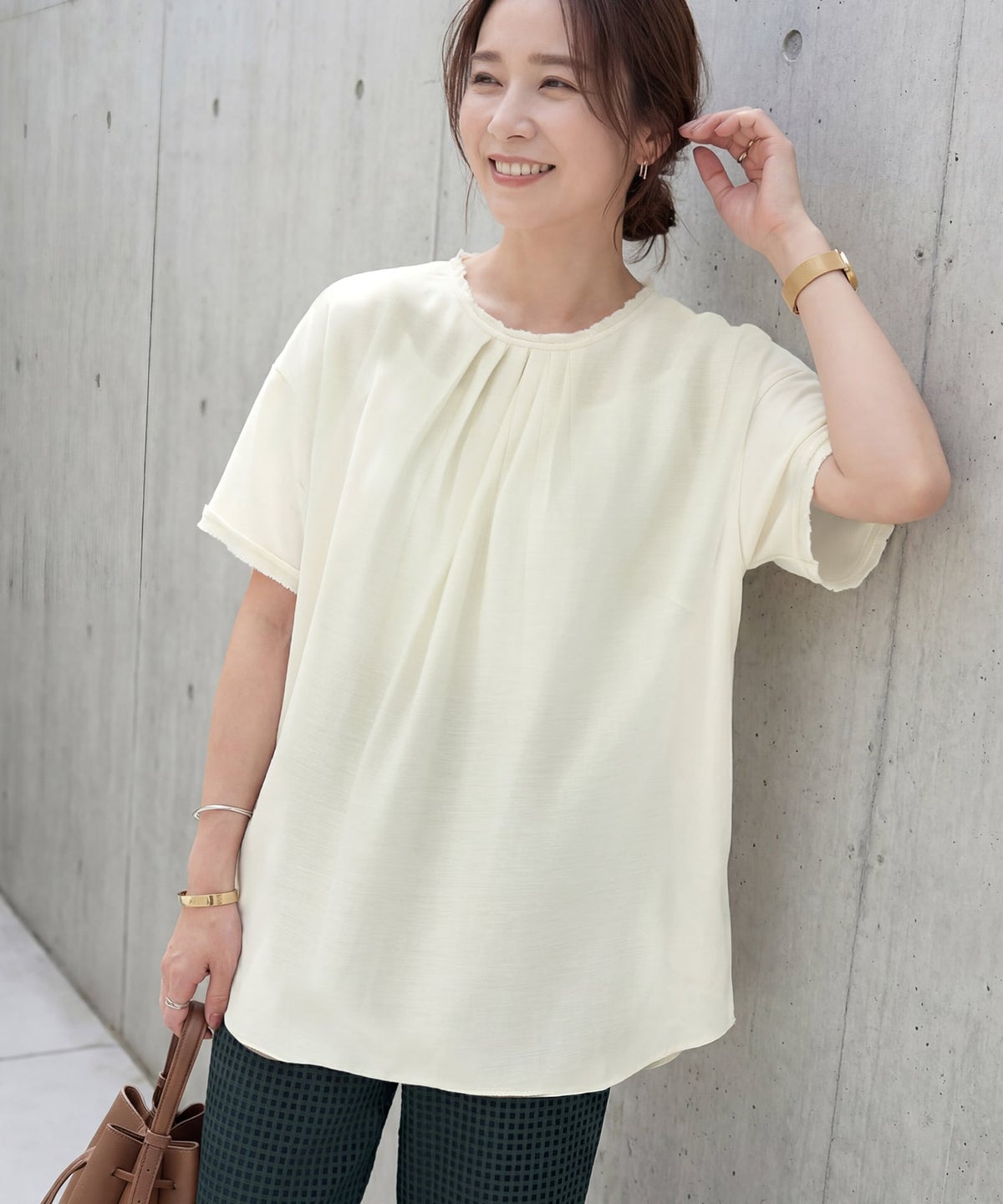 着用イメージ 163cm アイボリー