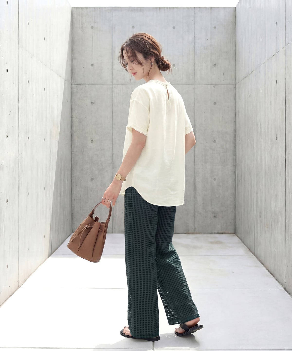 着用イメージ 163cm アイボリー