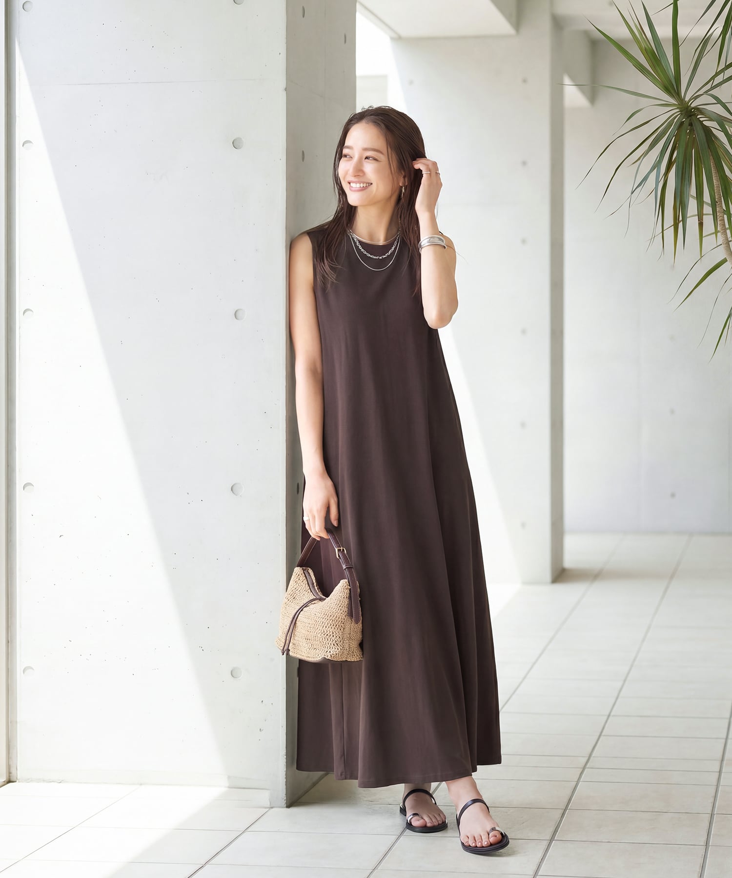 極美品 ヌキテパ 洗える たっぷりフレア Aラインティアードワンピース レース 予約]【谷口美佳さん監修】MIJカットソーフレアワンピース【6月下旬頃