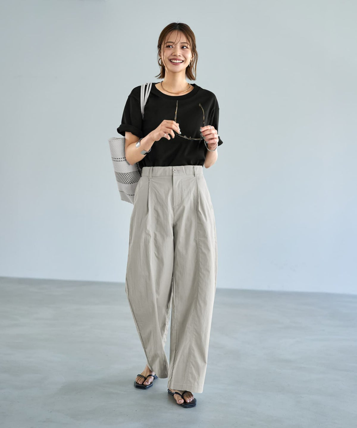 着用イメージ 167cm エアリーグレー