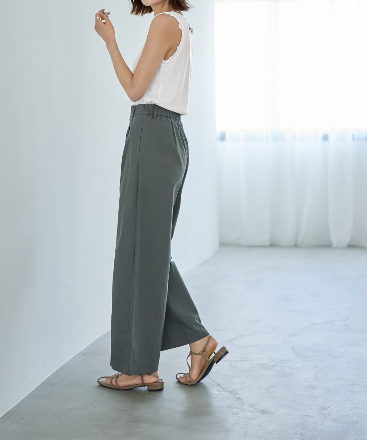 着用イメージ 167cm グレイッシュカーキ