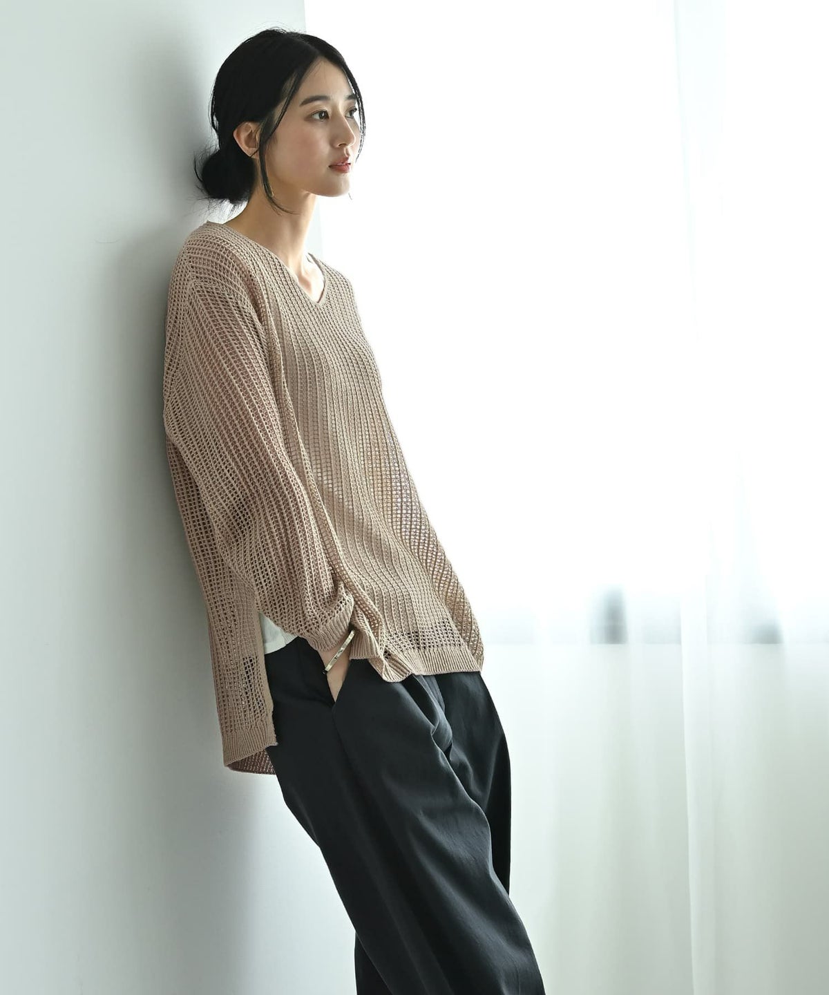 着用イメージ 170cm ベージュ