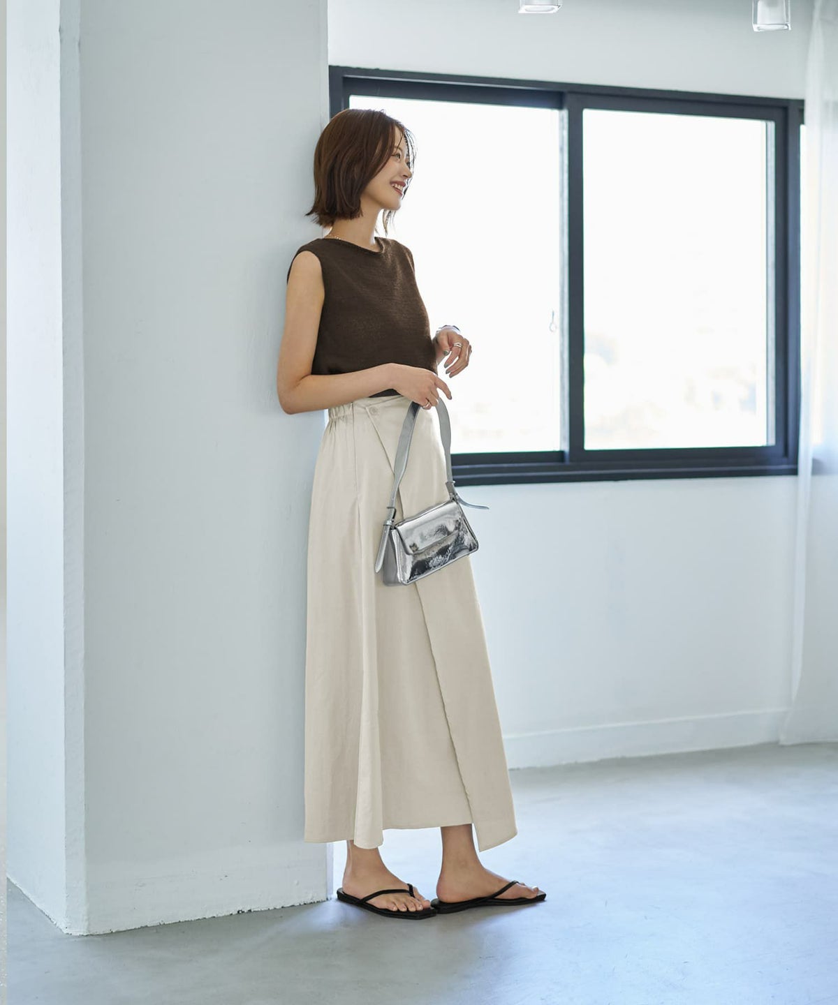 着用イメージ 167cm グレージュ