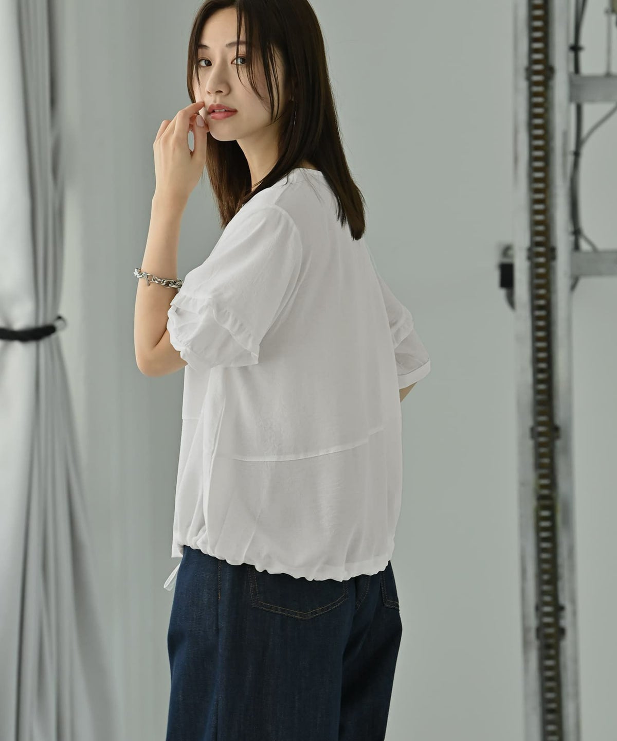 着用イメージ 172cm ホワイト