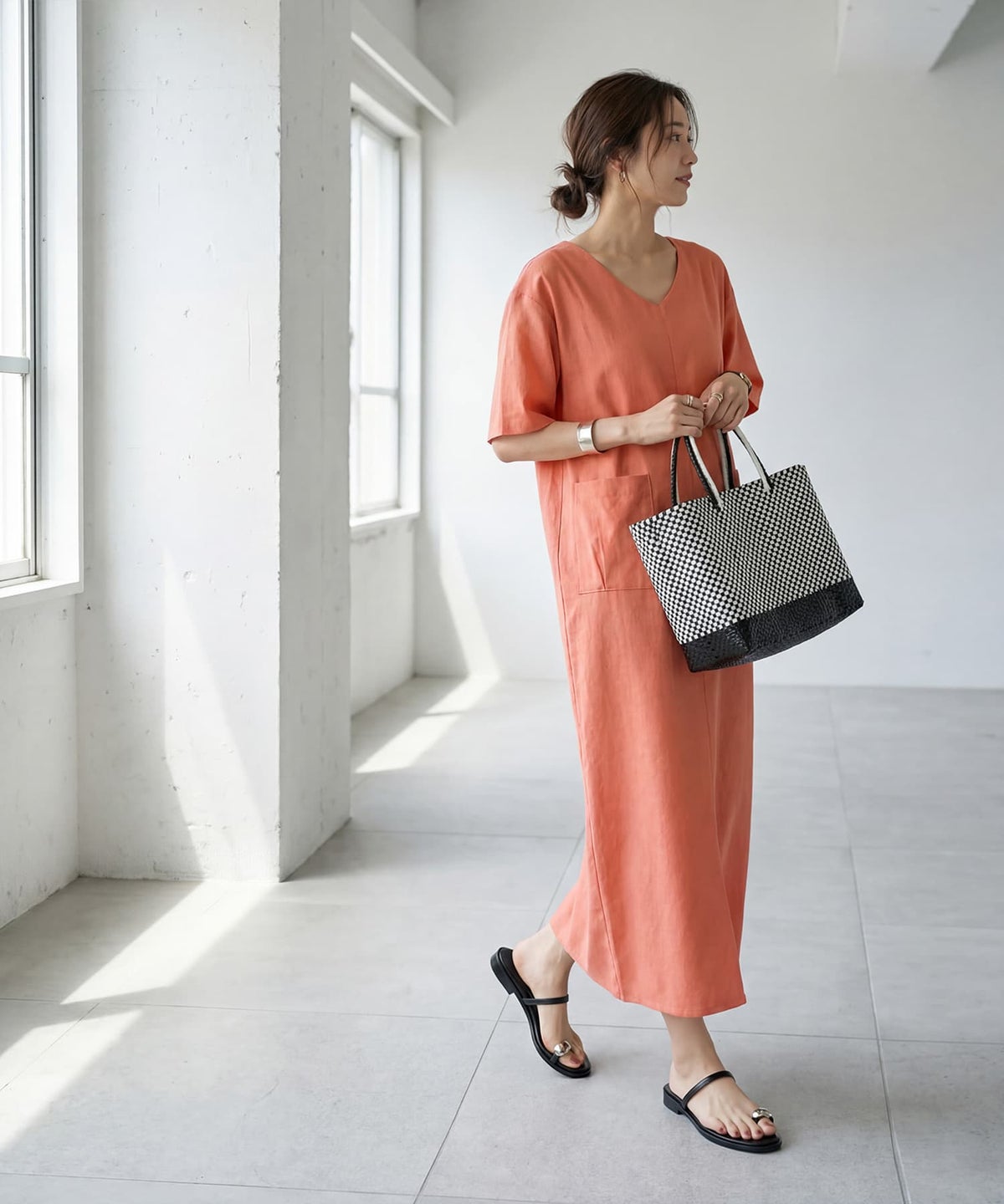 着用イメージ 163cm ピーチオレンジ 02サイズ