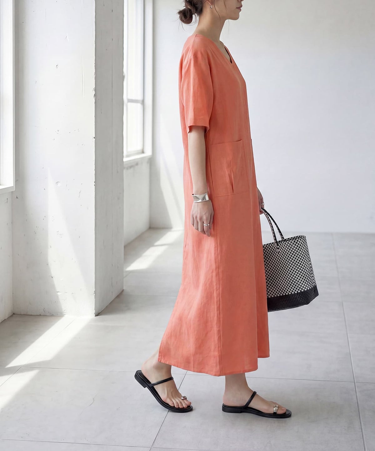 着用イメージ 163cm ピーチオレンジ 02サイズ