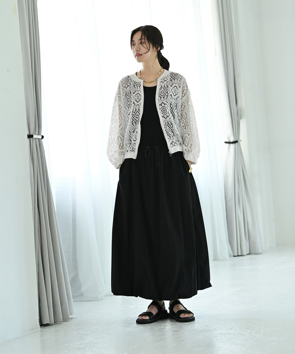 着用イメージ 172cm ホワイト