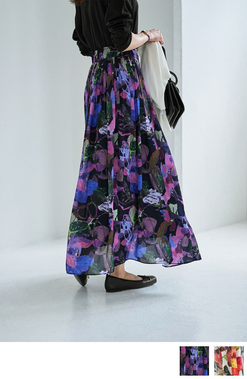 LUXE】リゾートフラワー柄フレアスカート | おしゃれな大人レディース