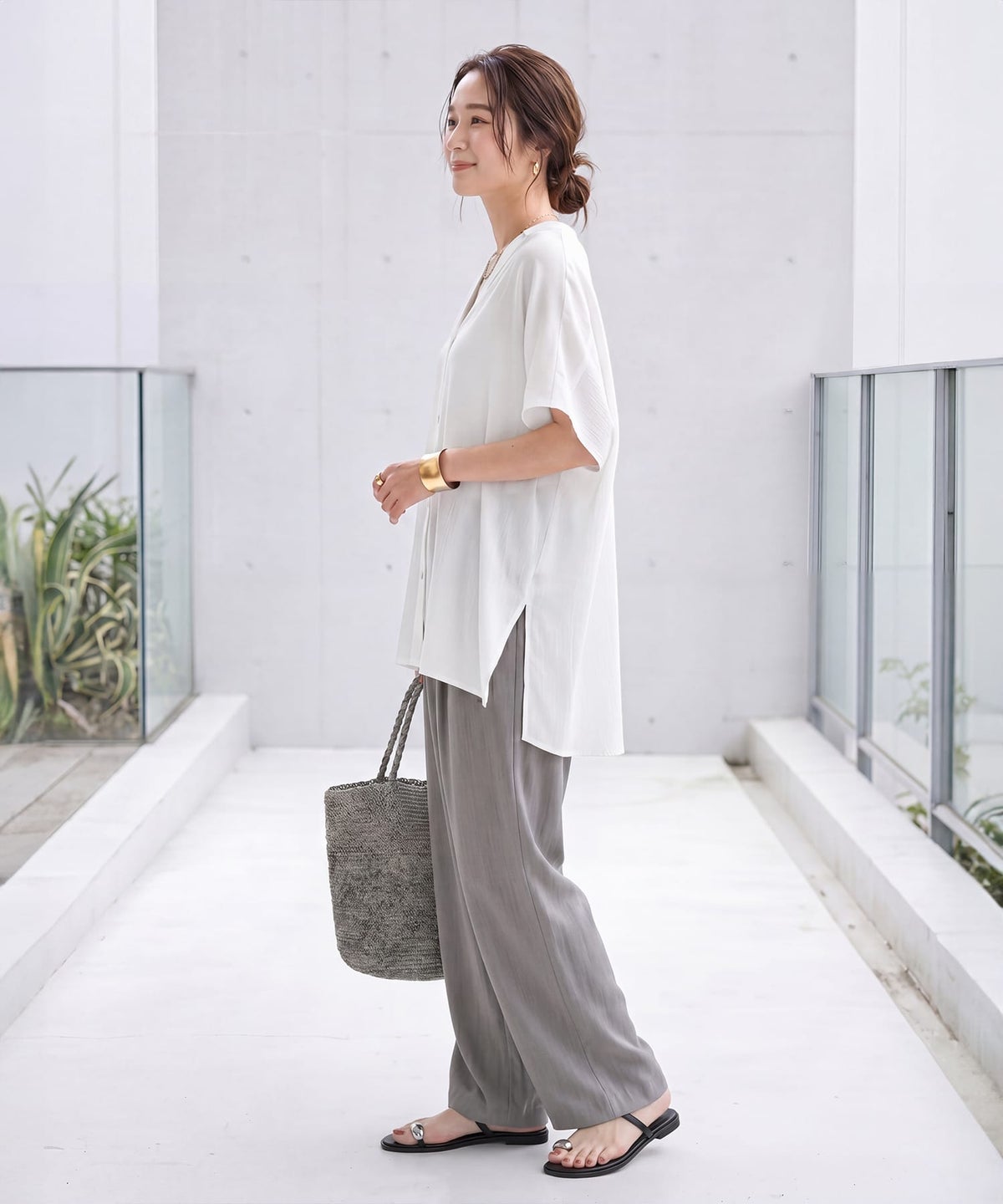 着用イメージ 163cm ホワイト