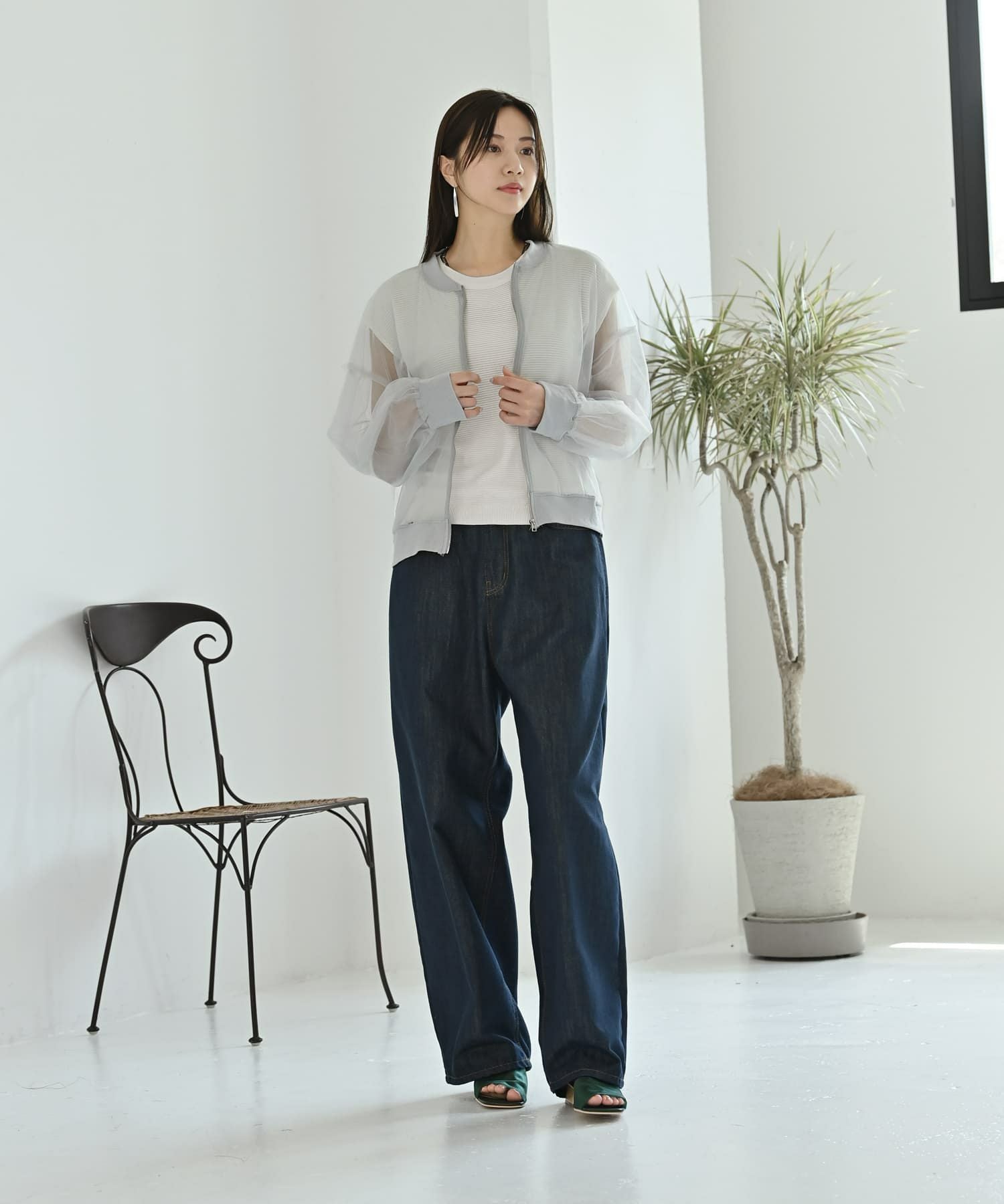 BLK001】ジップアップシアーカーディガン | おしゃれな大人レディース