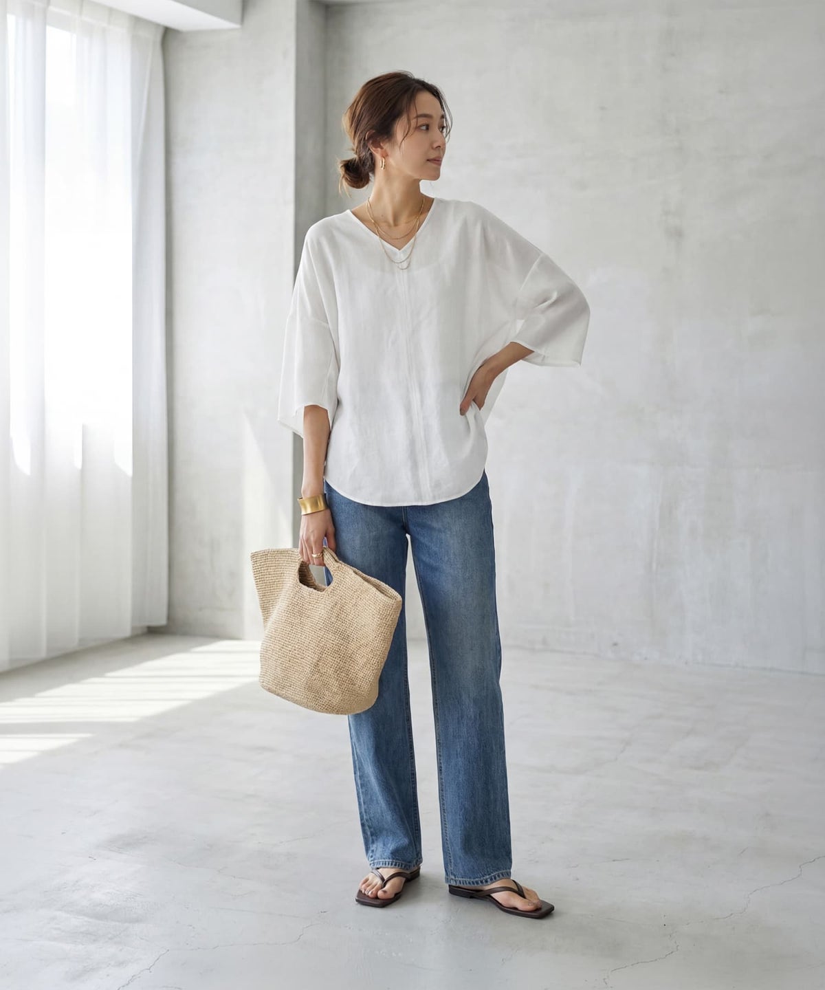 着用イメージ 163cm アイボリー