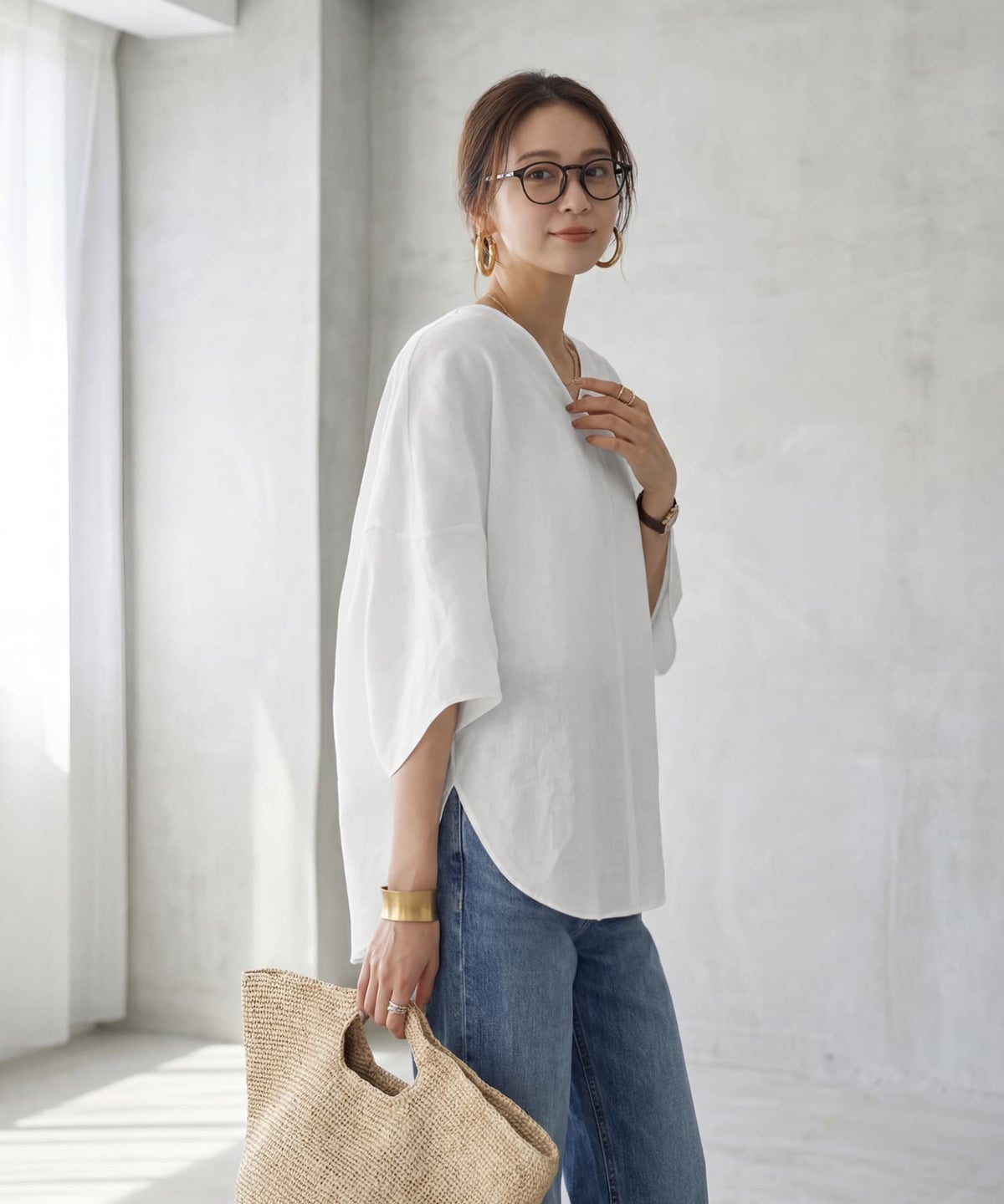 着用イメージ 163cm アイボリー