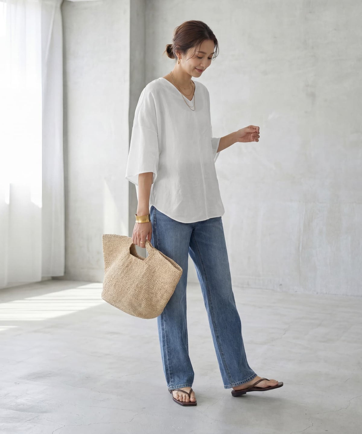 着用イメージ 163cm アイボリー