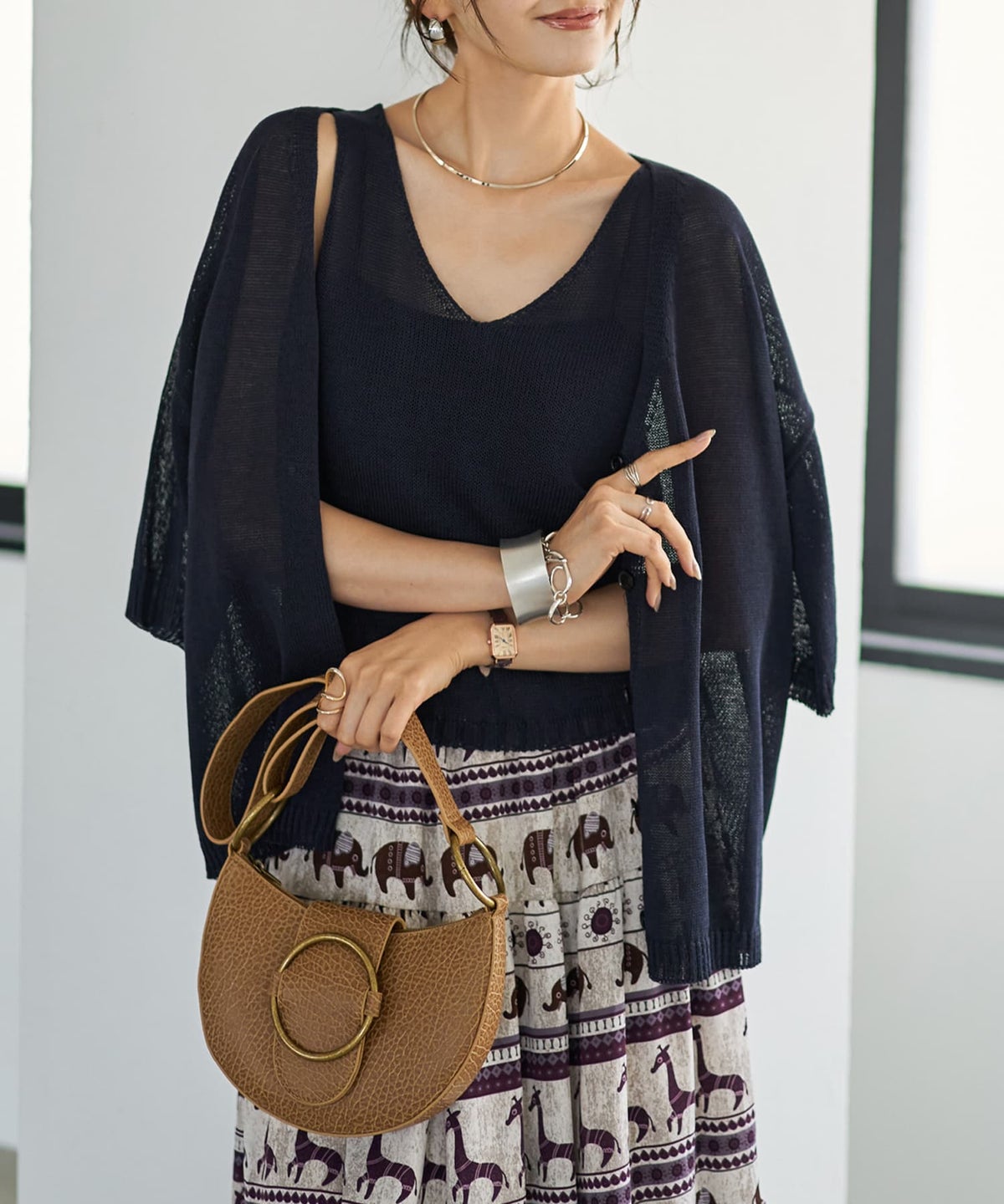 着用イメージ 166cm ネイビー