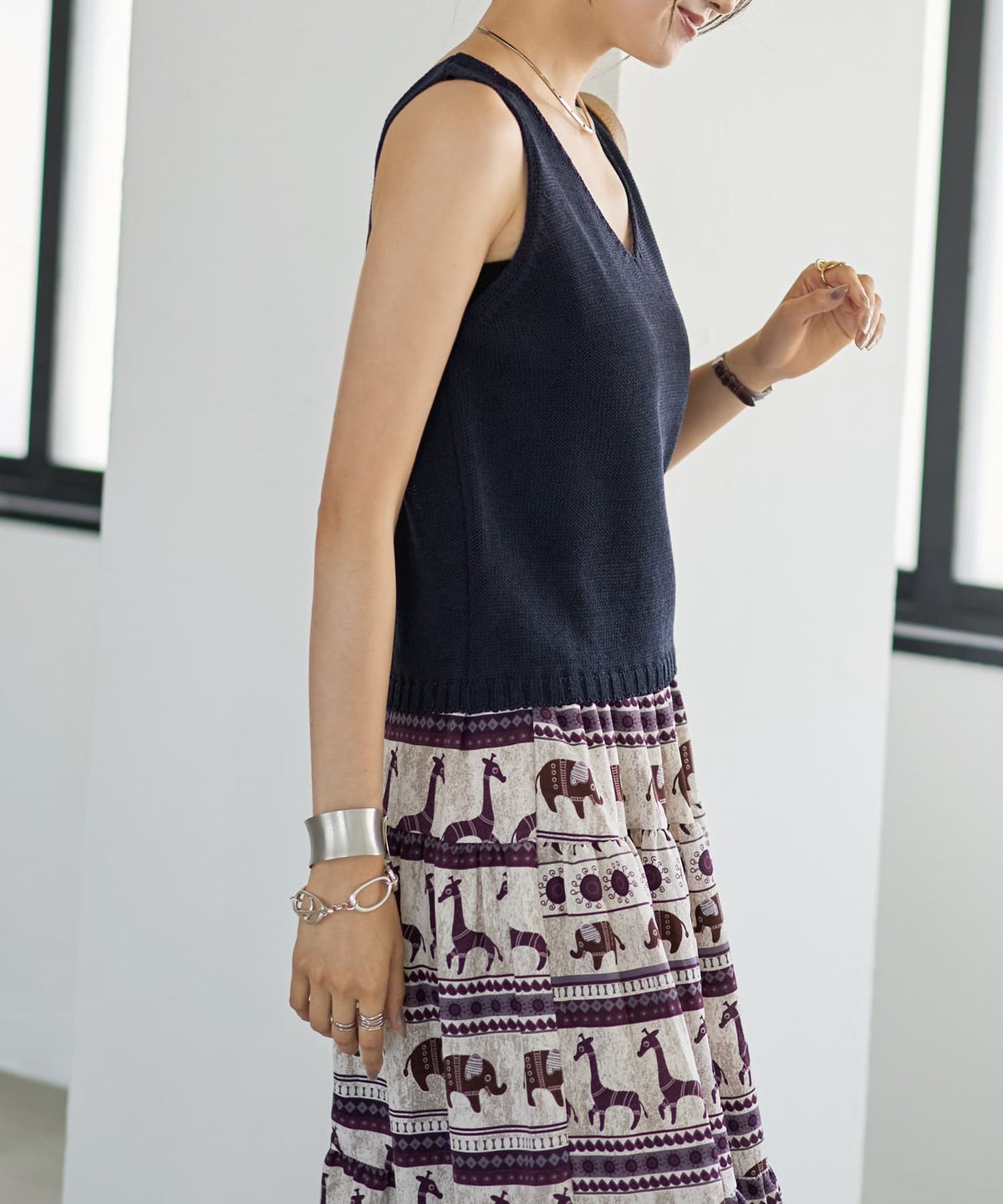 着用イメージ 166cm ネイビー