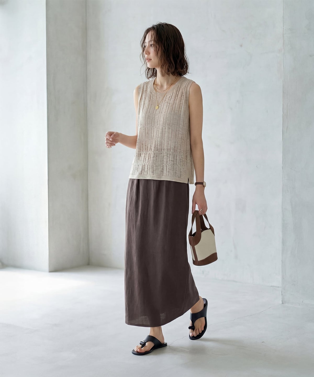 着用イメージ 163cm グレージュ