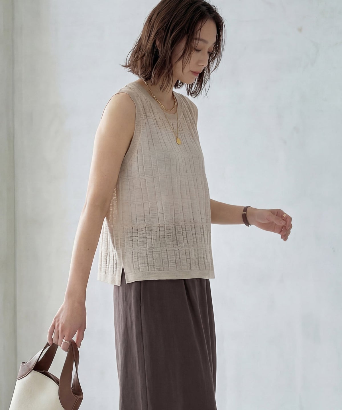 着用イメージ 163cm グレージュ