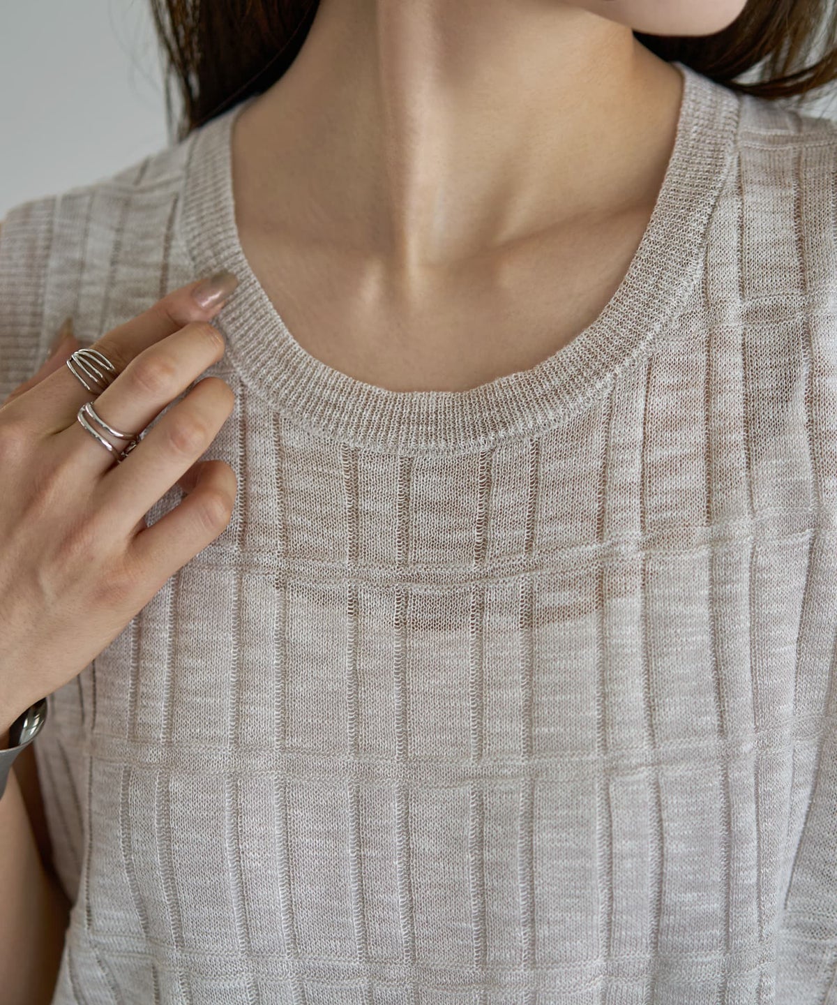 着用イメージ 163cm グレージュ