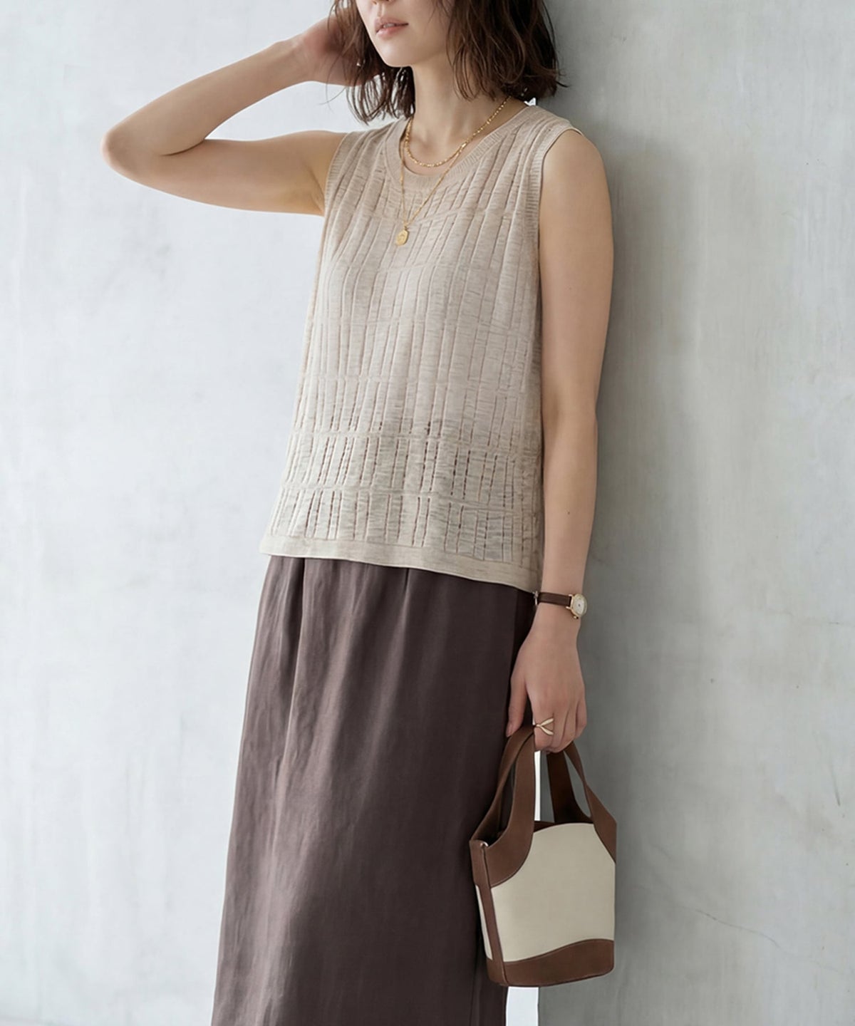 着用イメージ 163cm グレージュ