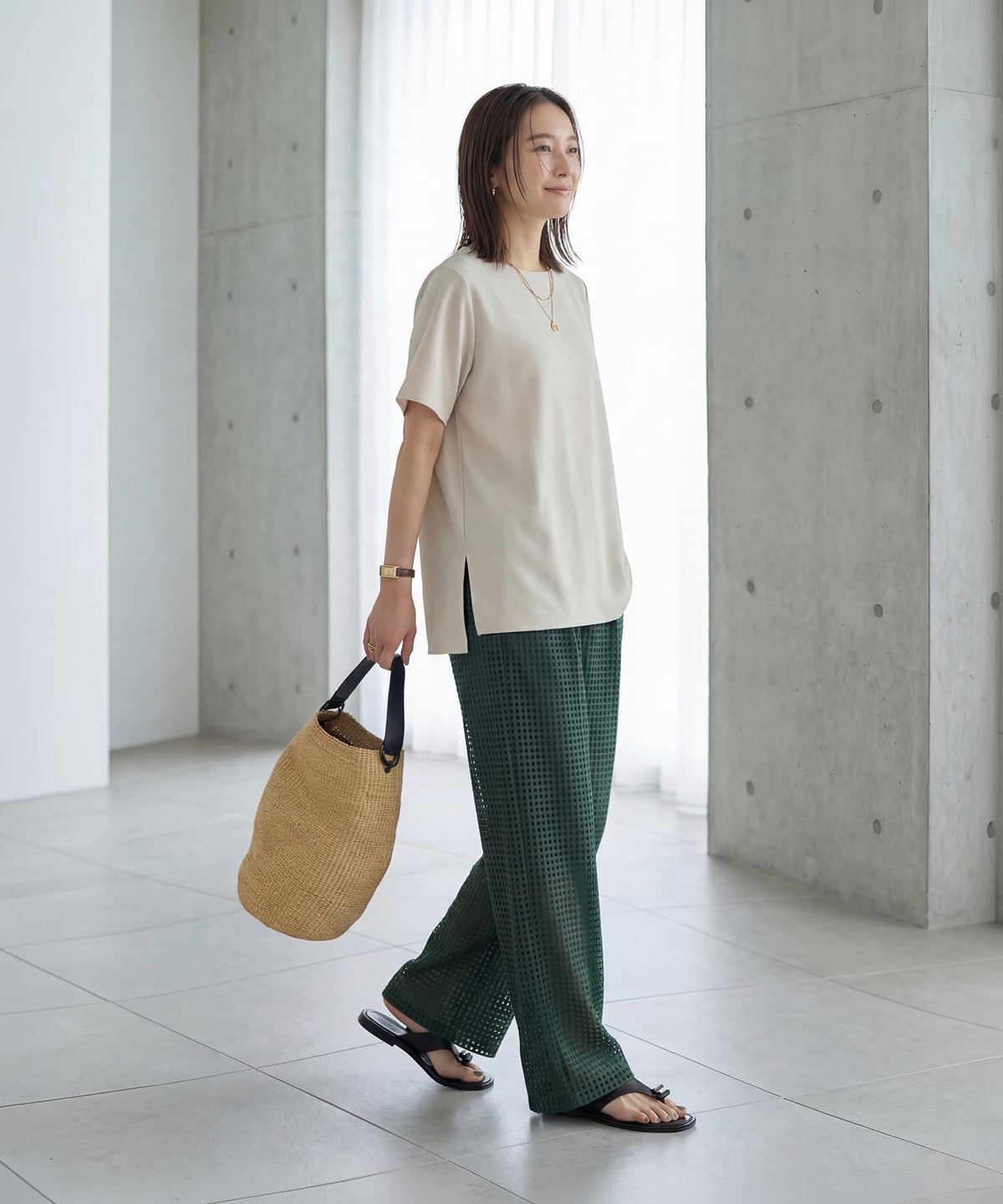 着用イメージ 167cm ライトベージュ