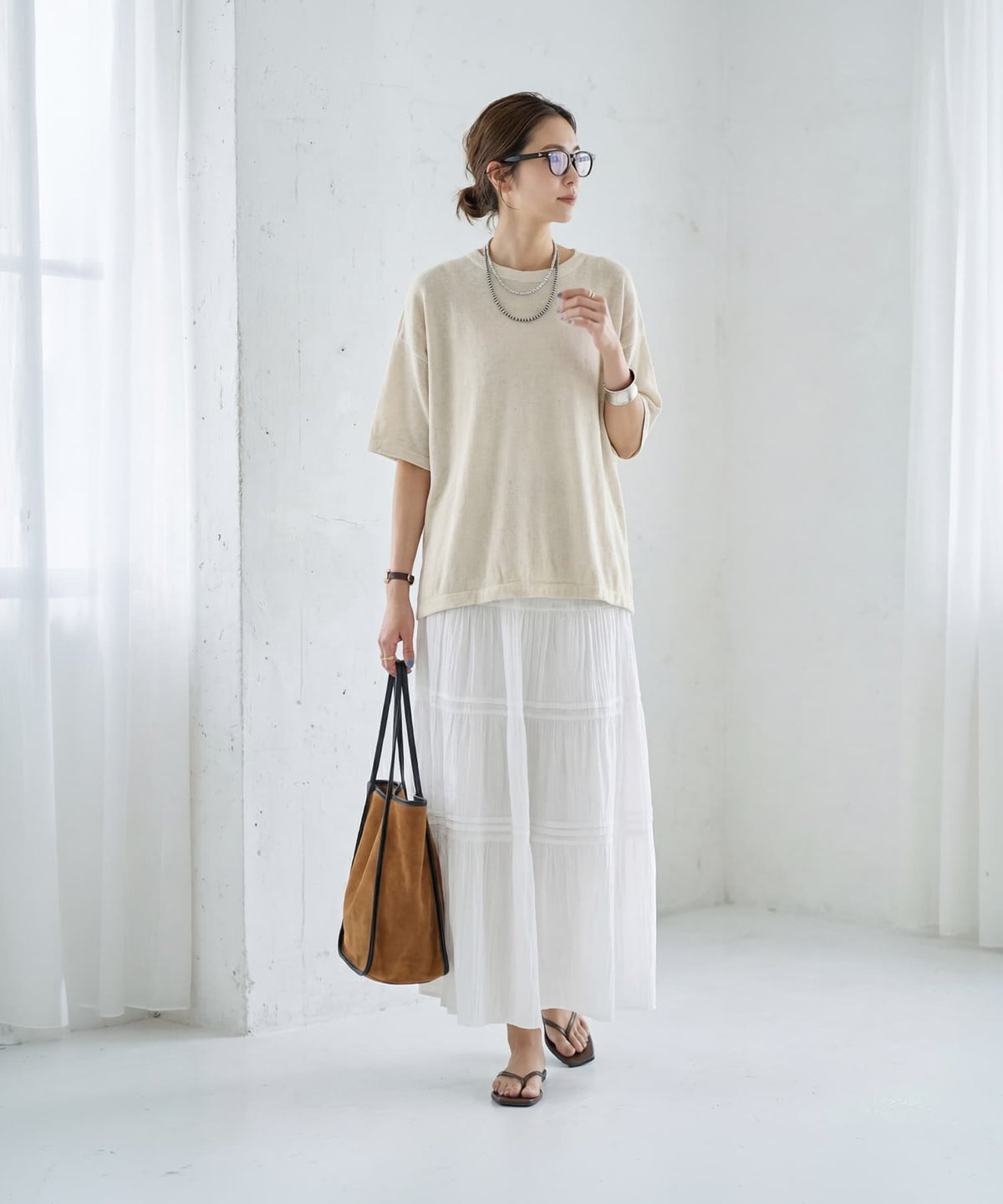 着用イメージ 163cm オートミール