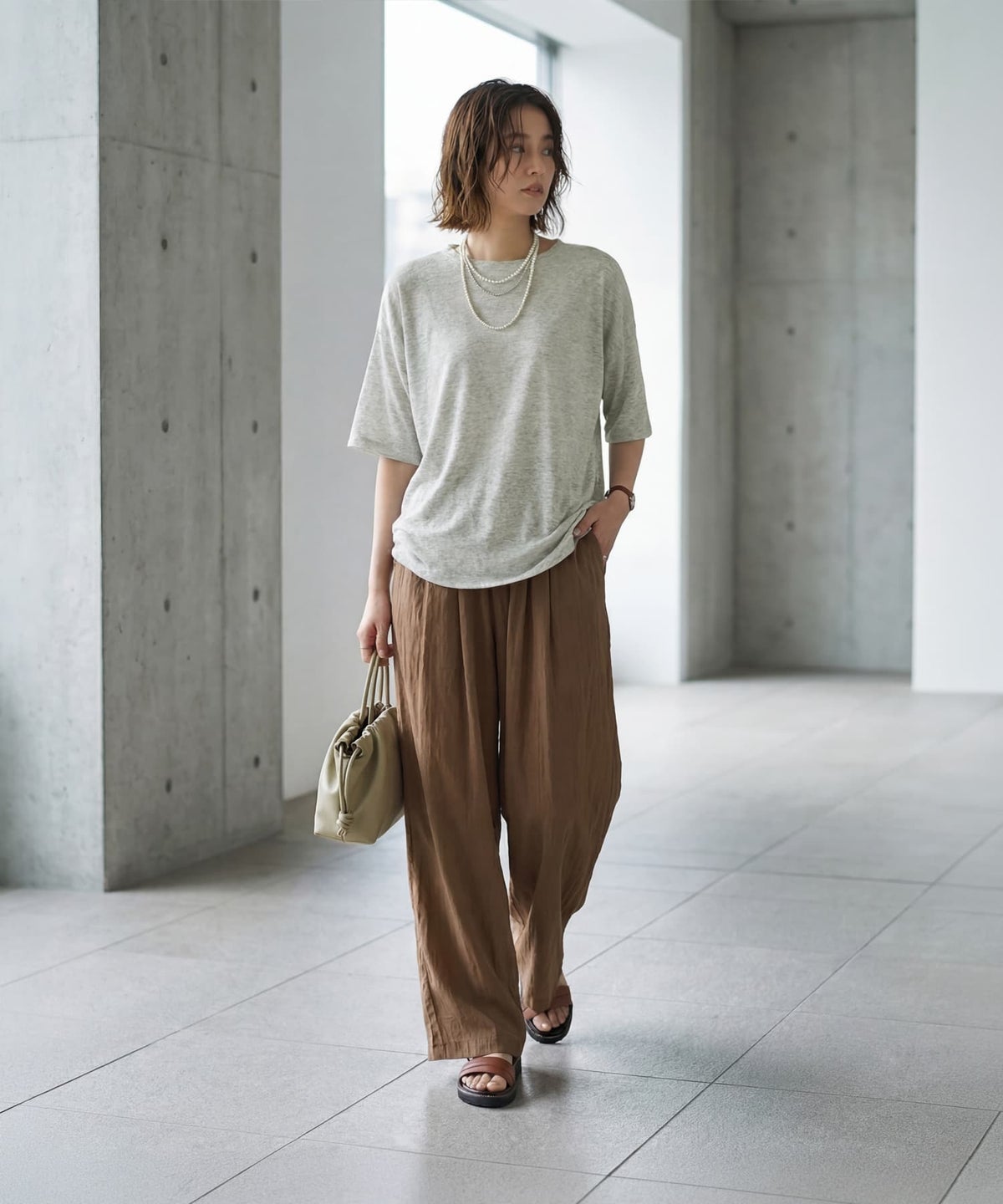 着用イメージ 163cm ライトグレー