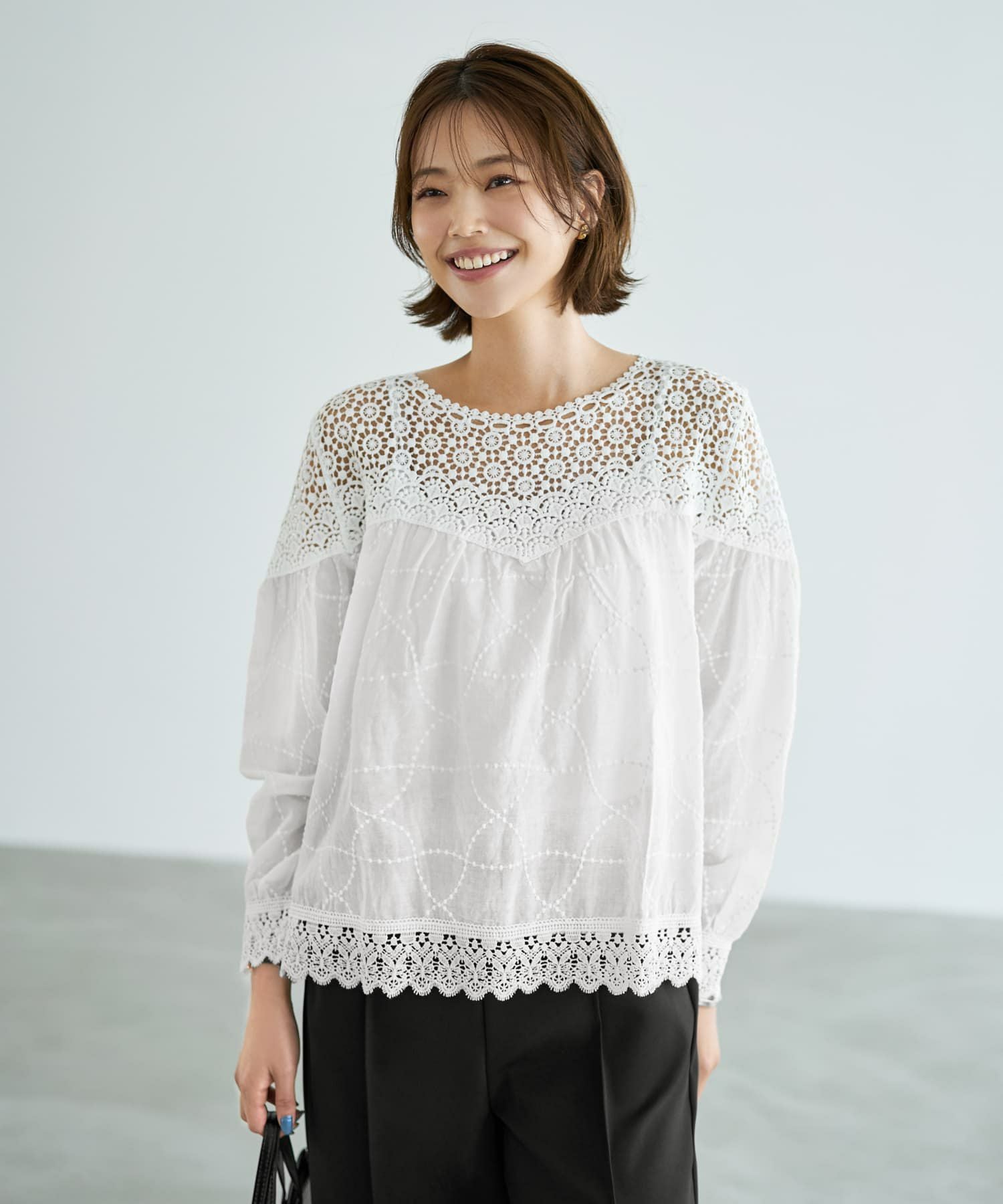 【STYLE DELI】デコルテレースギャザーブラウス STYLE DELI（スタイルデリ）の「デコルテレースギャザーブラウス