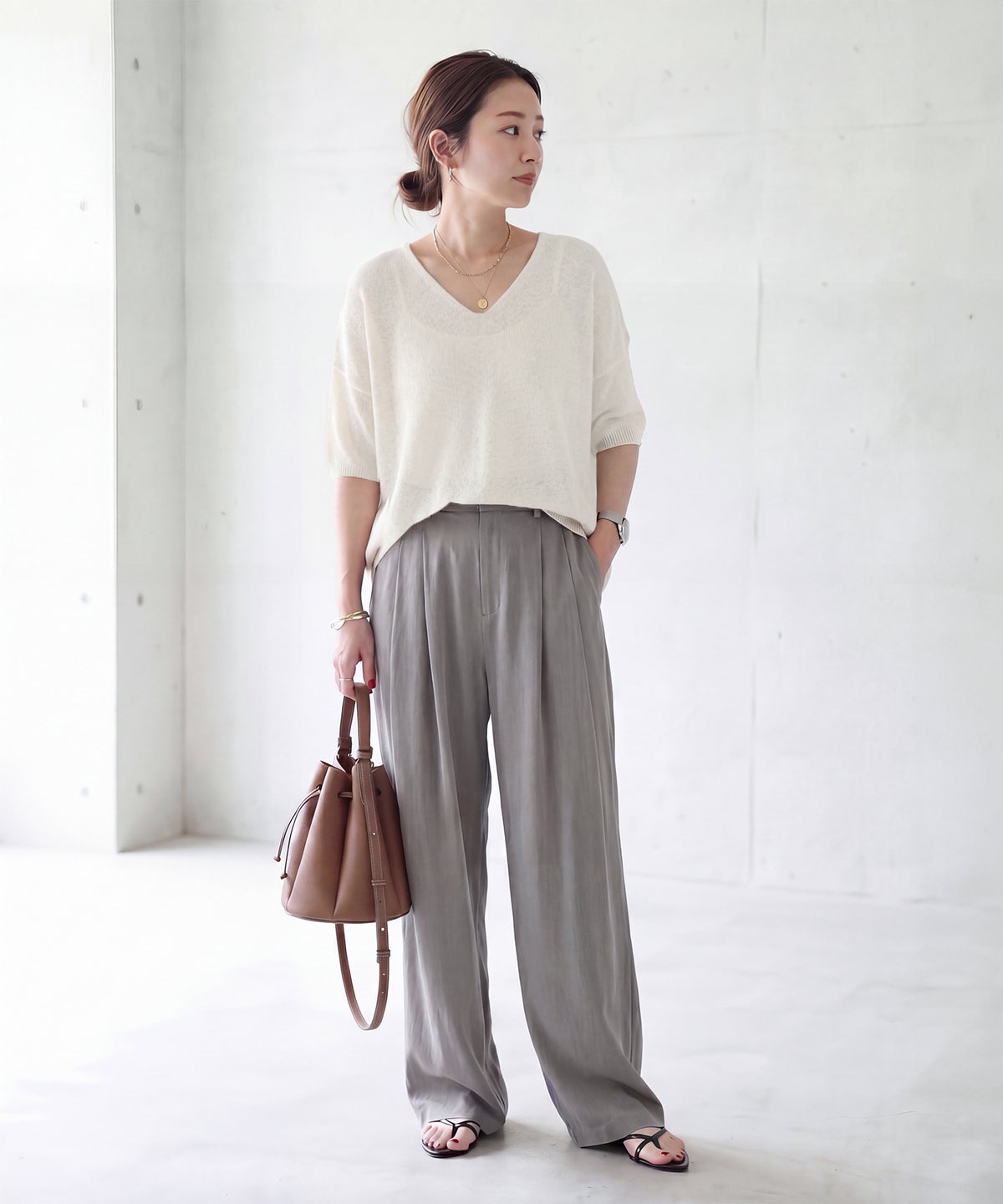 着用イメージ 166cm オートミール